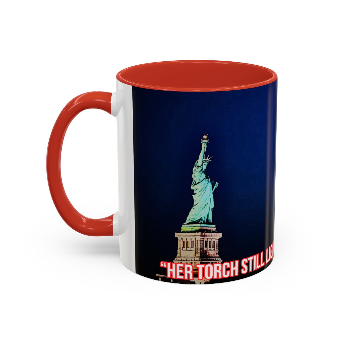 Fireworks Accent Coffee Mug — Inspirational "Lights the Path to Freedom" Design