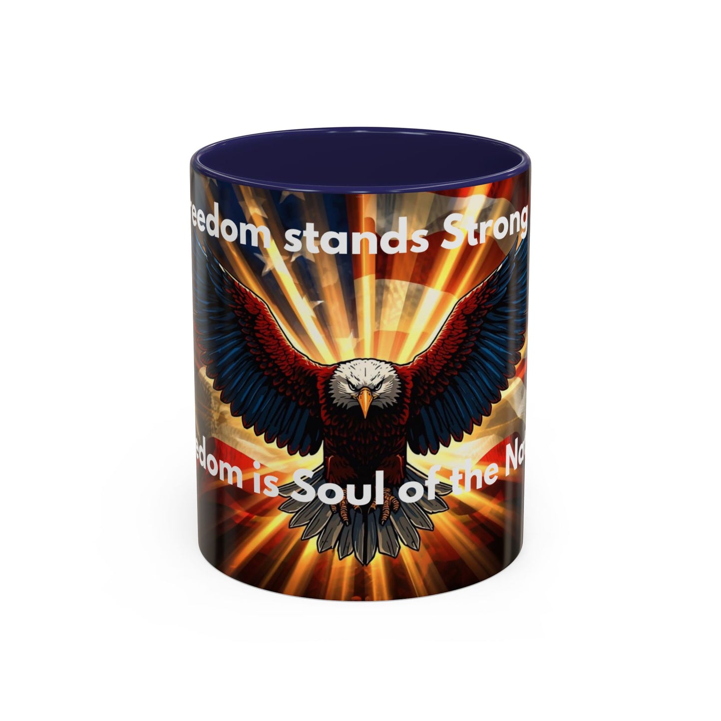 Patriotic Eagle Coffee Mug — "Freedom Stands Strong" Accent 11/15oz