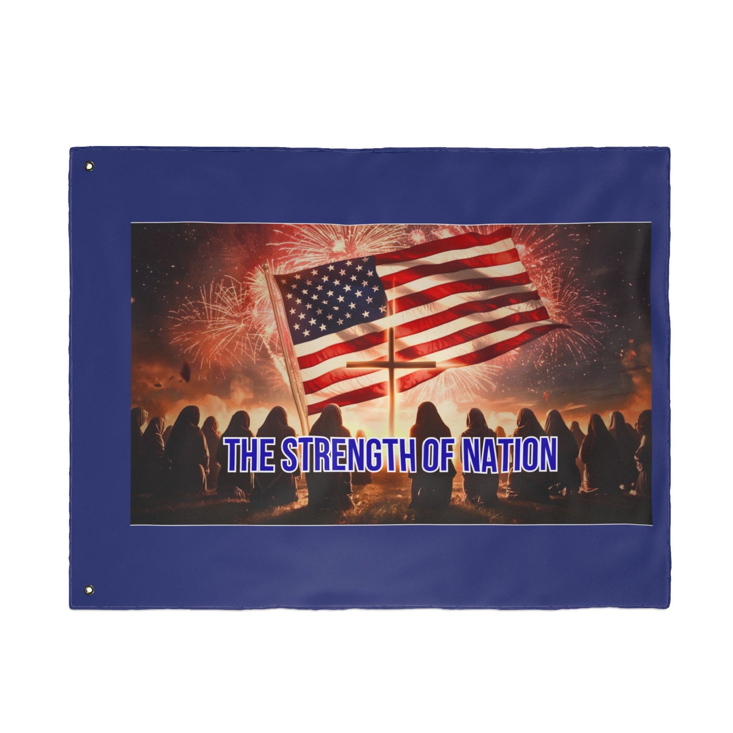 Patriotic Double-Sided Flag - "The Strength of the Nation" Fireworks Memorial Display
