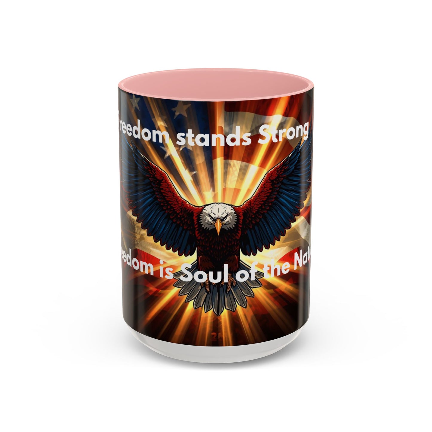 Patriotic Eagle Coffee Mug — "Freedom Stands Strong" Accent 11/15oz