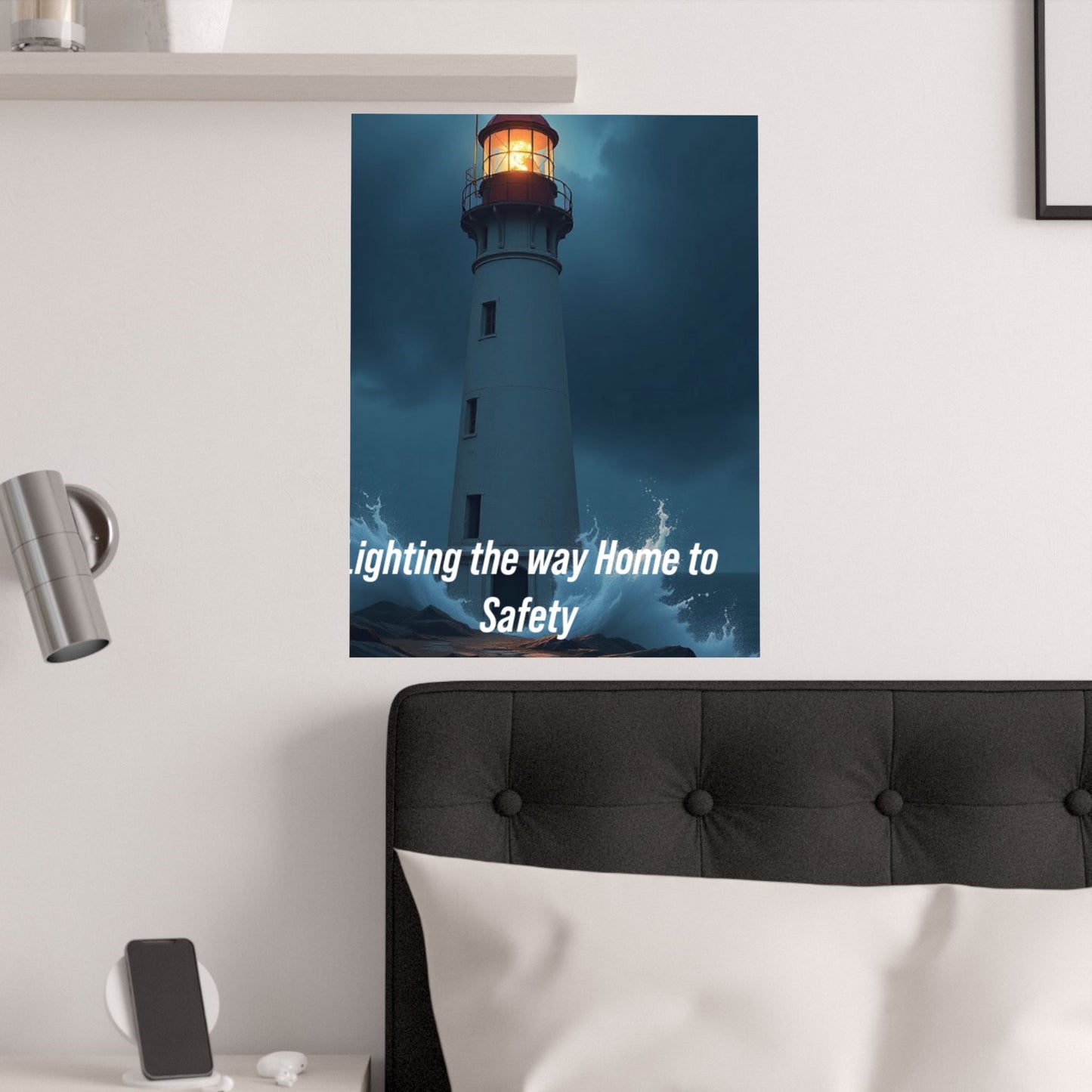 Lighthouse Satin Poster - "Lighting the Way Home to Safety" (210gsm)