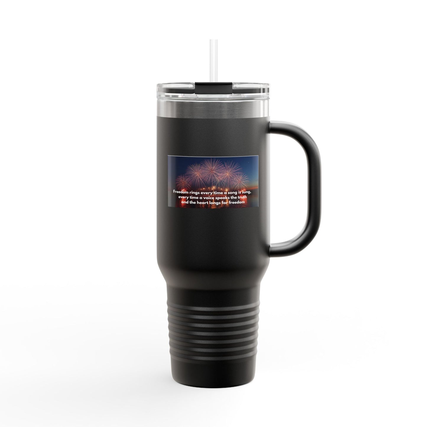 40oz Insulated Travel Mug — Inspirational Fireworks Quote Design