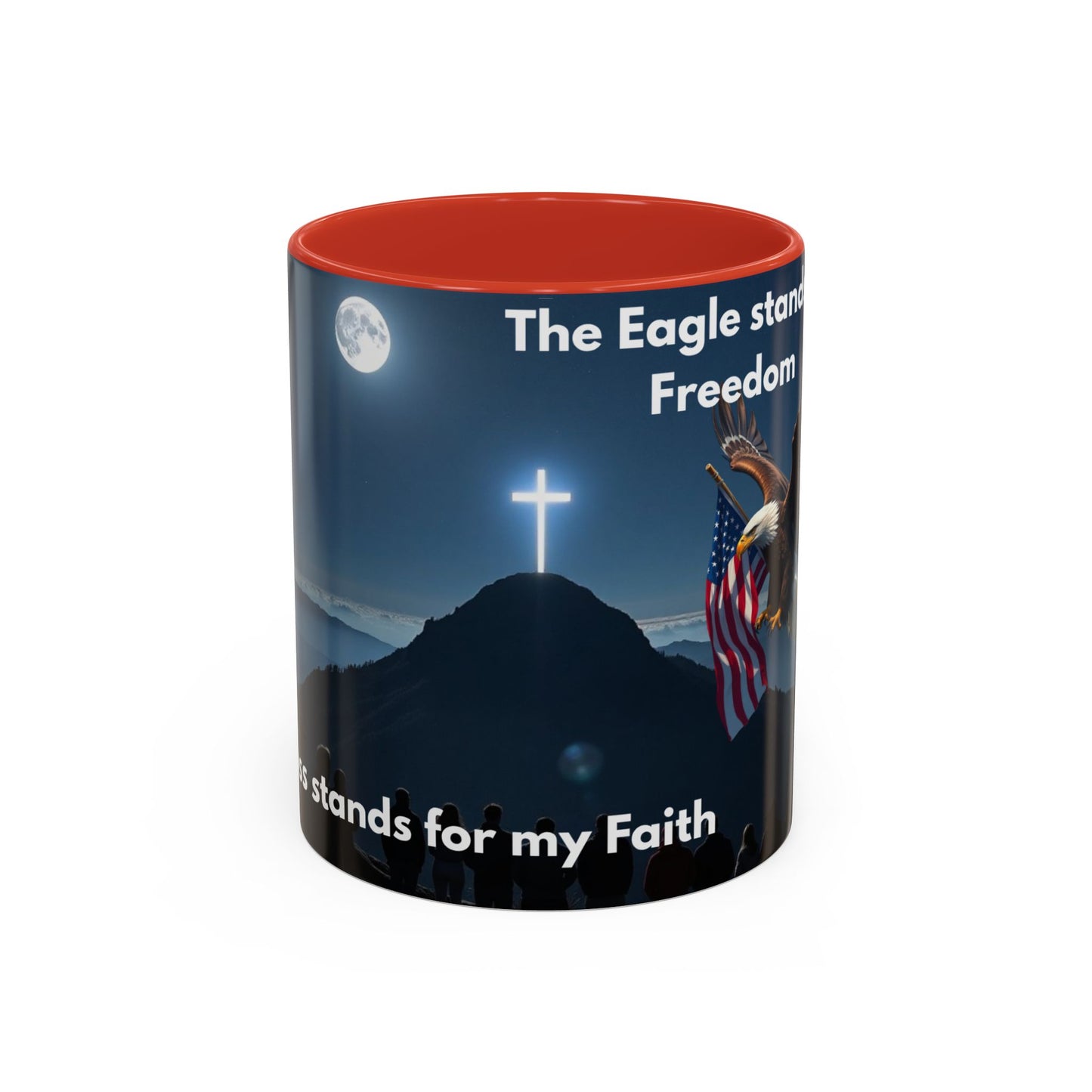 Patriotic Faith Coffee Mug — 'The Eagle Stands for Freedom' 11/15oz Accent Mug
