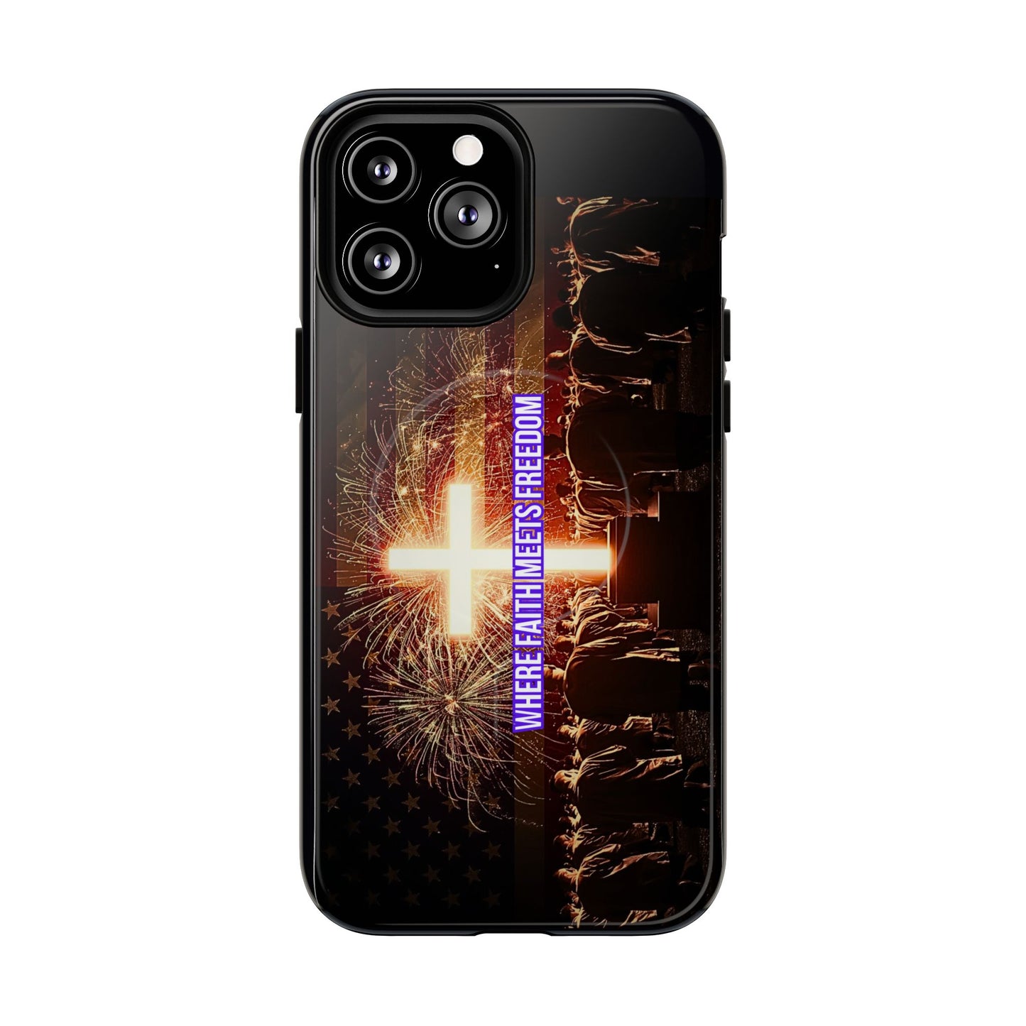 Christian Cross Phone Case - "Where Faith Meets Freedom" Tough Magnetic Case