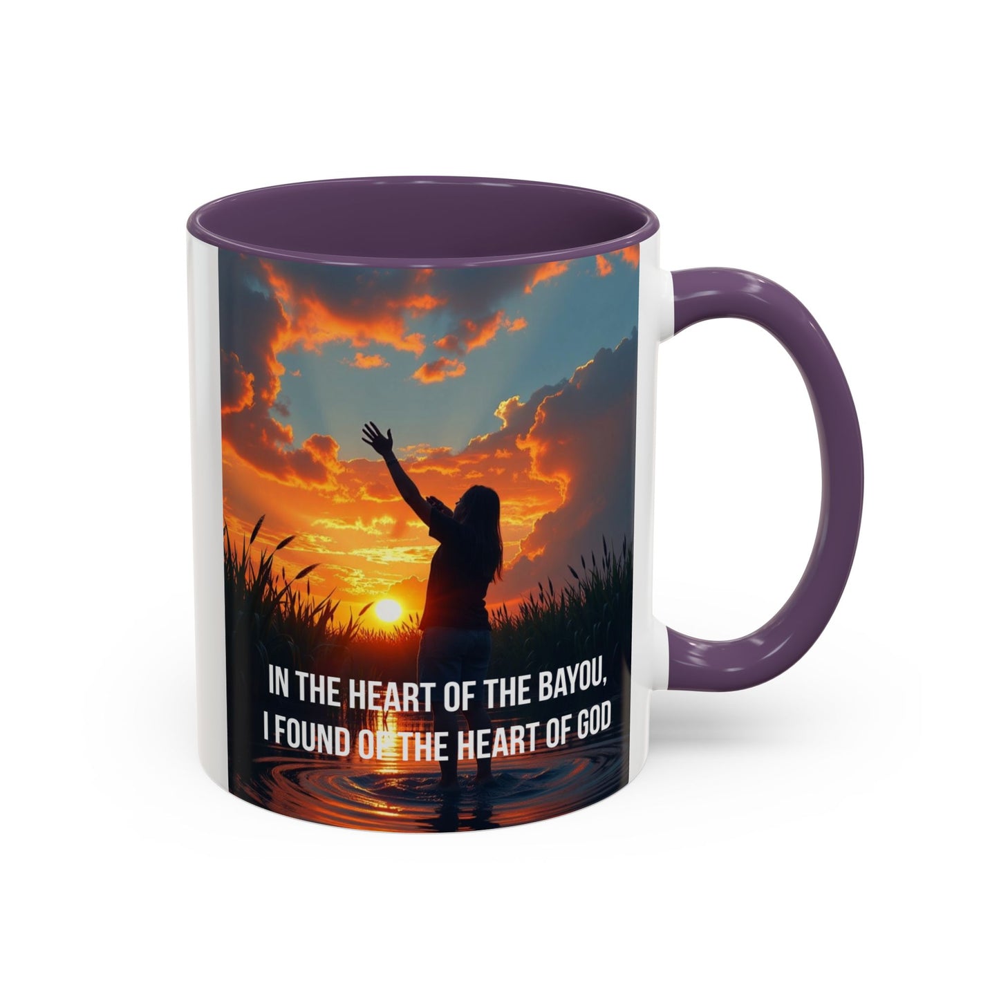 Inspirational Bayou Coffee Mug — "In the Heart of the Bayou, I Found God"