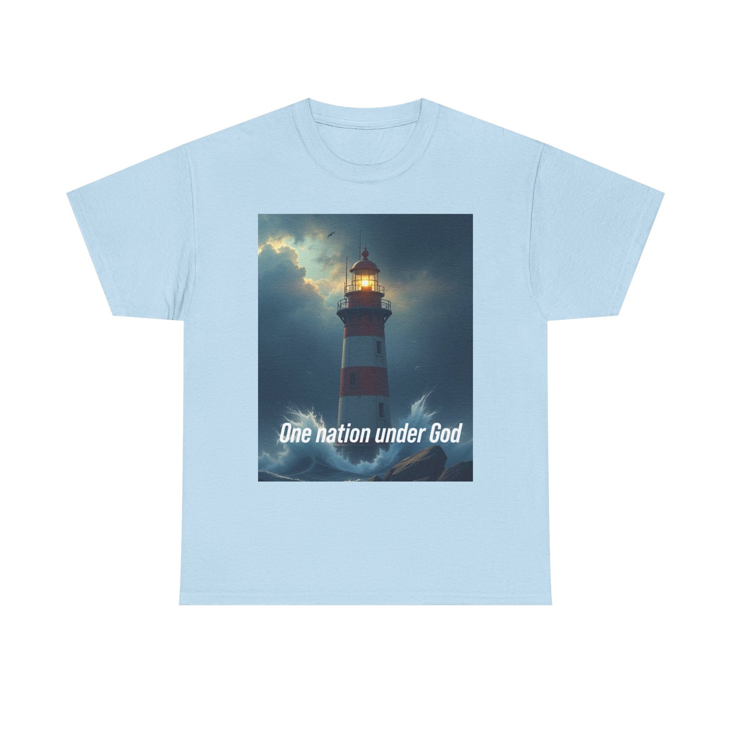 Lighthouse 'One Nation Under God' Tee — Patriotic Faith Graphic T-Shirt