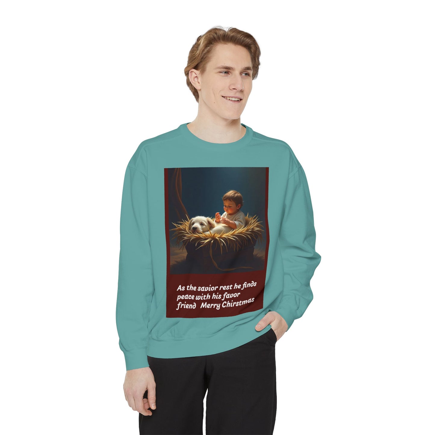 Warm Christmas Sweatshirt, Holiday Gift, Unisex Cozy Crewneck, Family Gathering, Dog Lovers, Festive Apparel