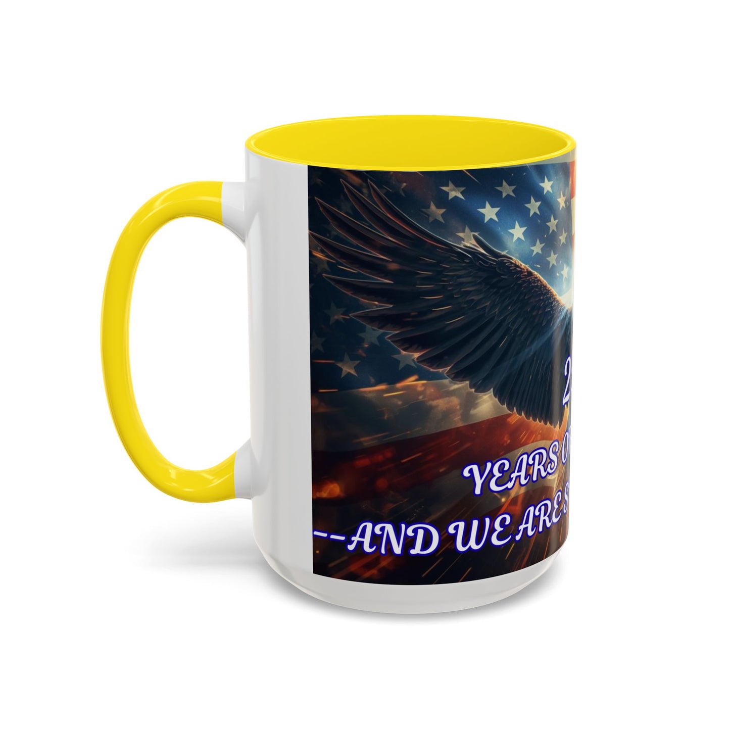 Patriotic Eagle Coffee Mug – "250 Years of Freedom" Accent 11/15oz