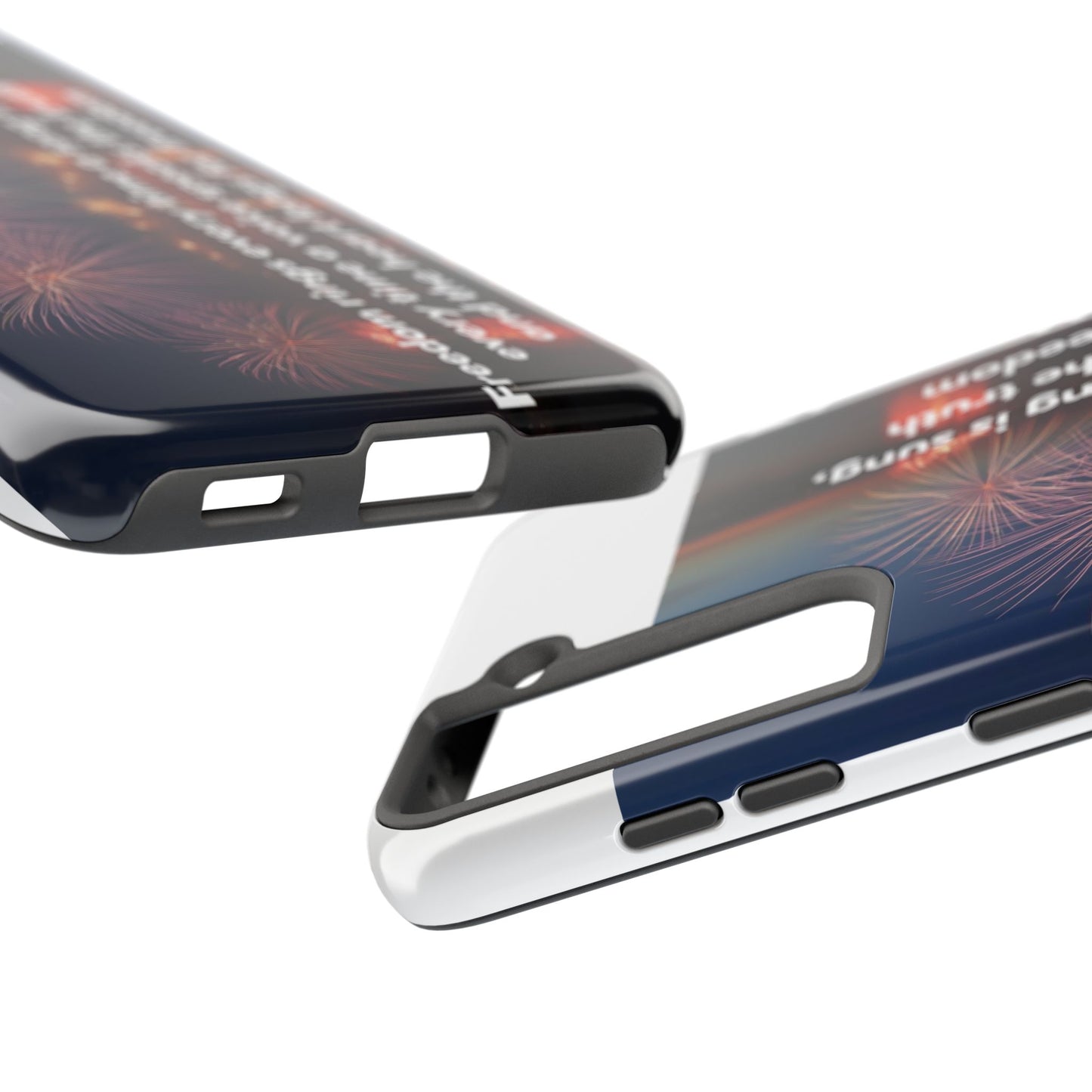 Patriotic Fireworks Tough Phone Case — "Freedom" Quote Protective Cover