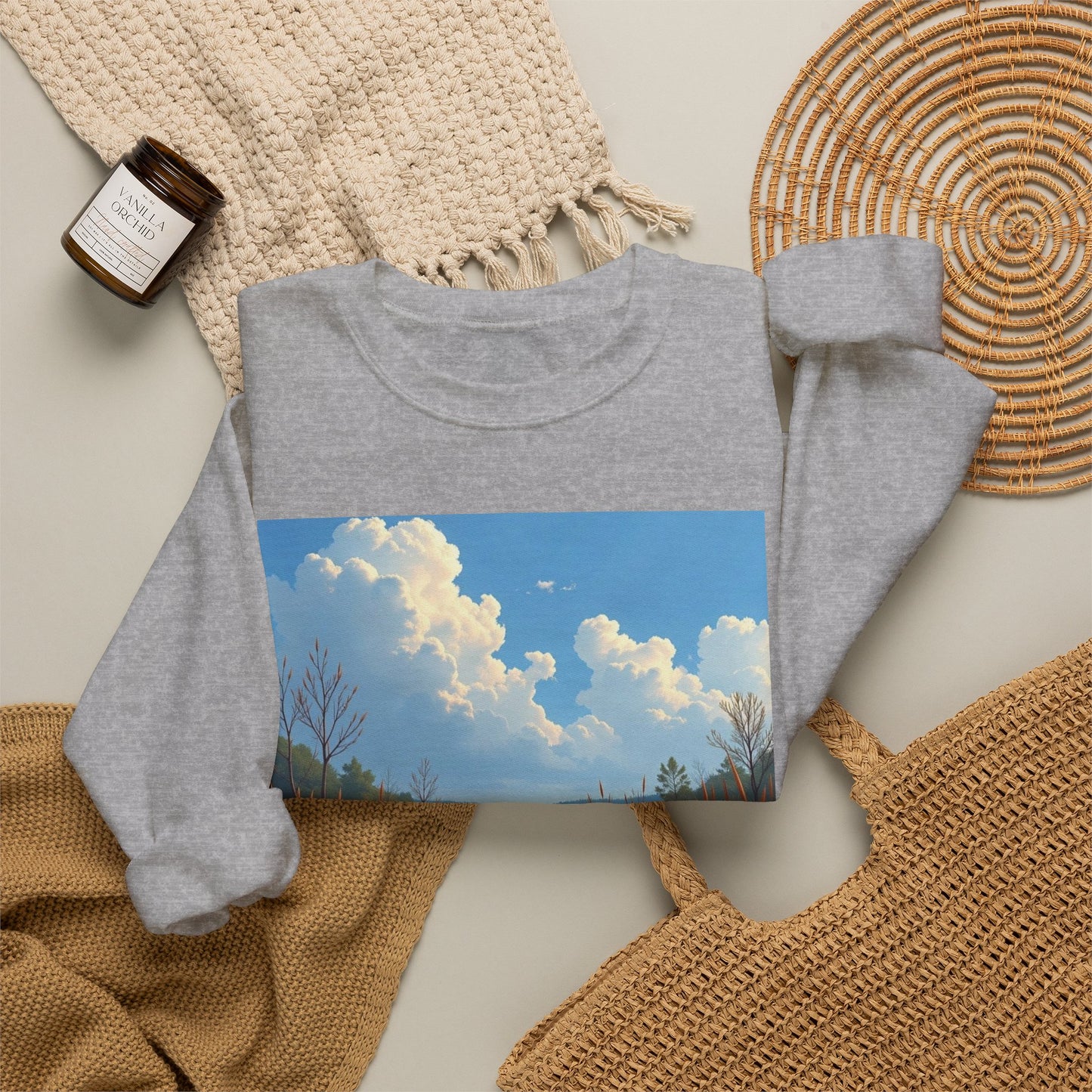 Sweatshirt — Marsh Scene with Lyrics "As I Float Down the Marsh, I Feel God's Grace"