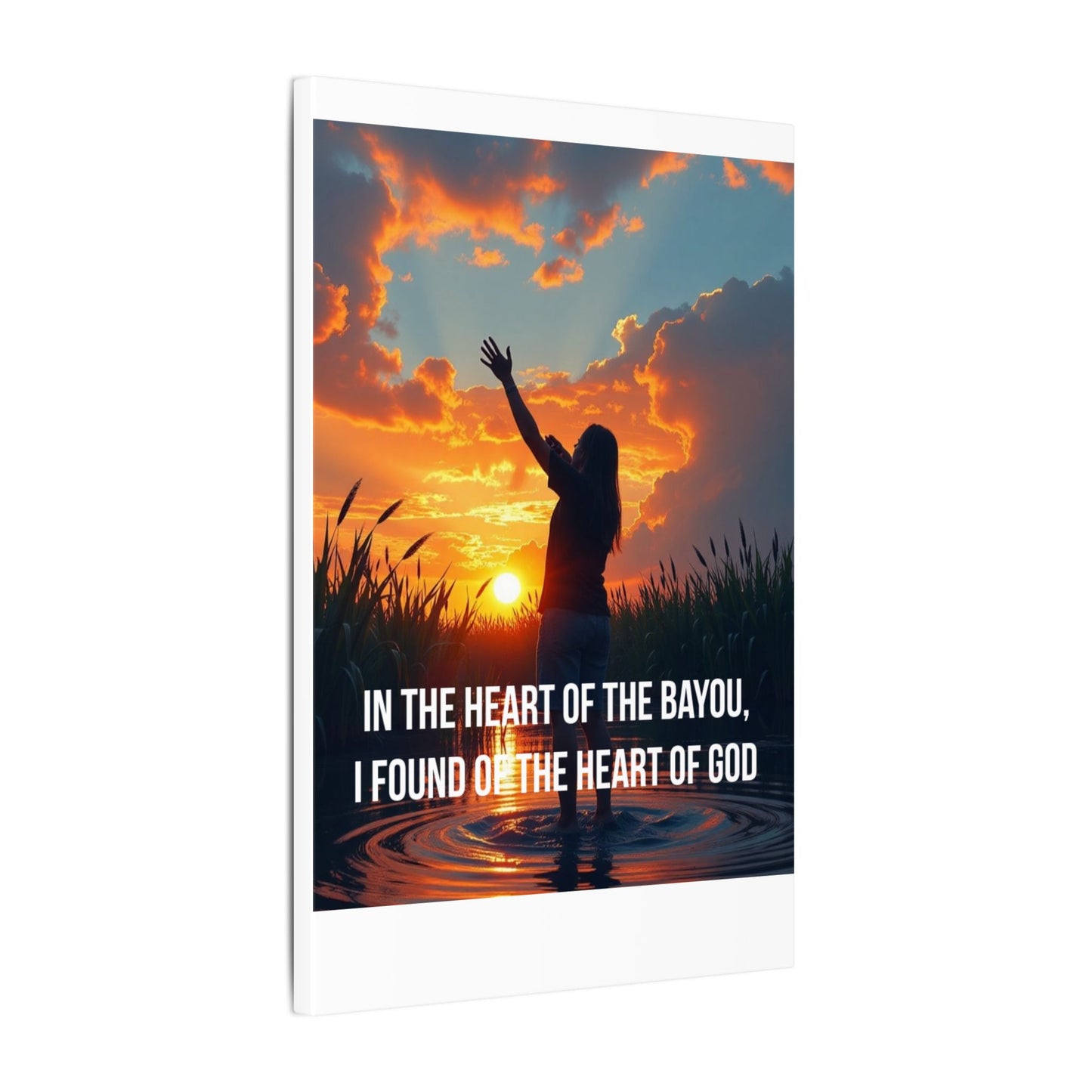 Faith-Inspired Bayou Sunset Canvas - "In the Heart of the Bayou, I Found the Heart of God"