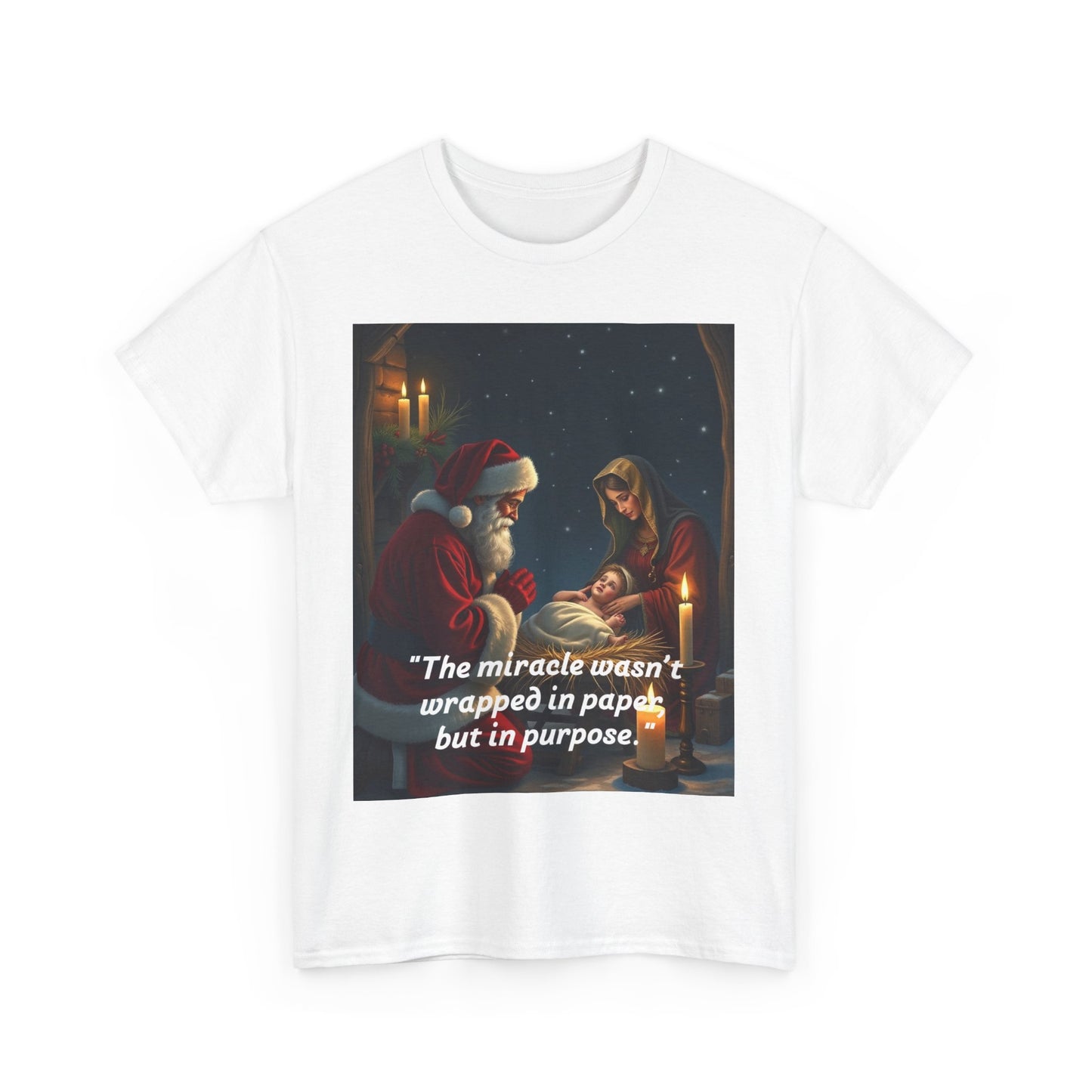 Christmas Inspirational Tee, Unisex Heavy Cotton Tee, Santa Shirt, Holiday Gift, Family Gathering, Faith-Based Apparel