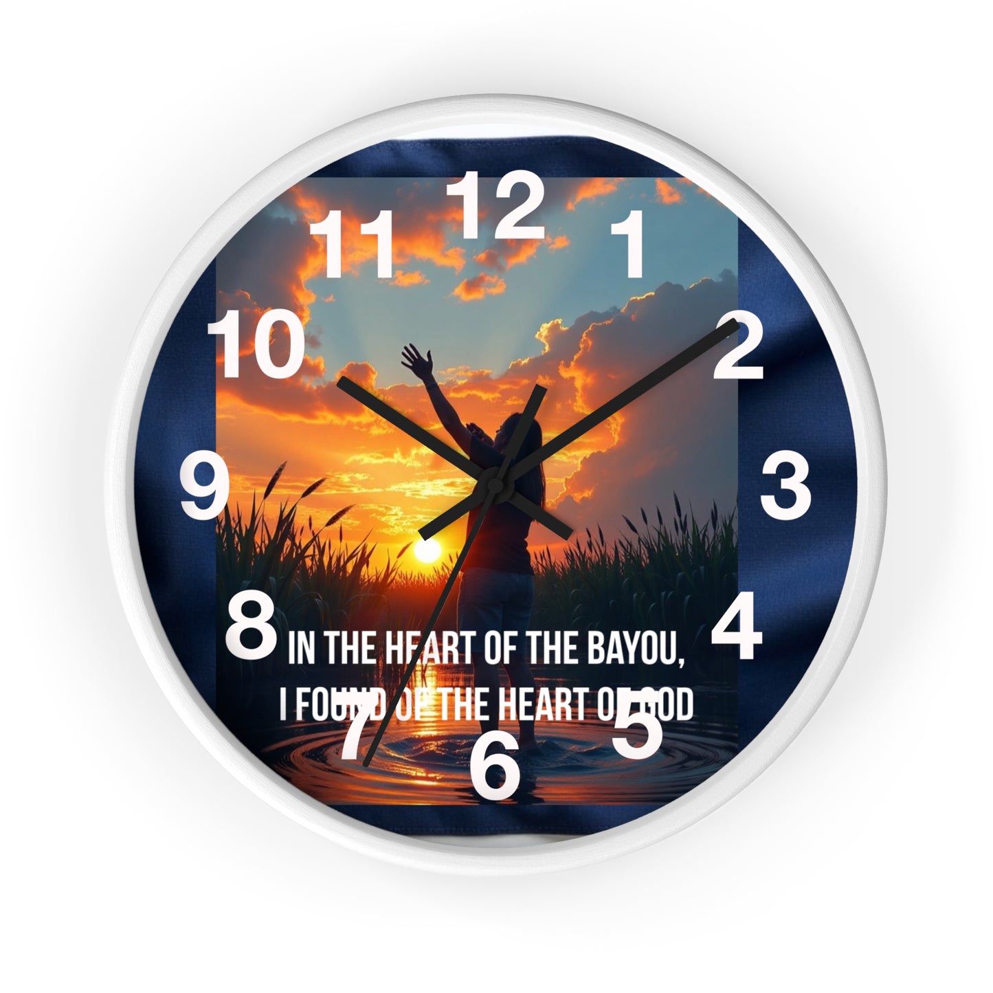 Bayou Sunset Wall Clock — "In the Heart of the Bayou, Found of the Heart of God"
