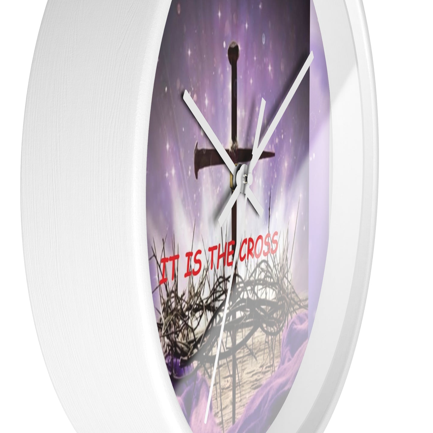 Christian Wall Clock — 'It Is The Cross' Inspirational Cross & Crown of Thorns Design