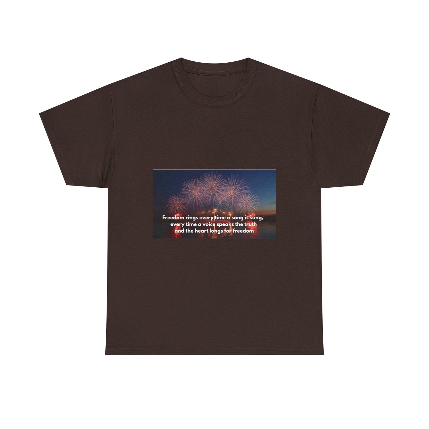 T-Shirt — Patriotic Fireworks Tee with 'Freedom Rings' Quote