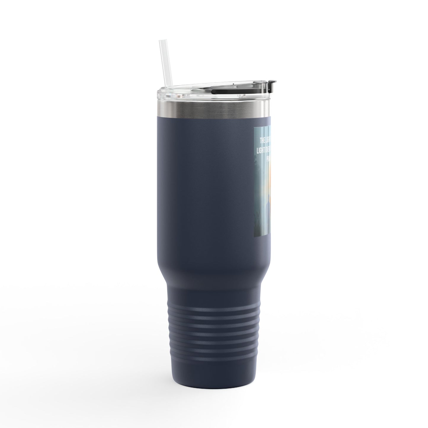 40oz Insulated Travel Mug — Inspirational Cross Light Prayer Design