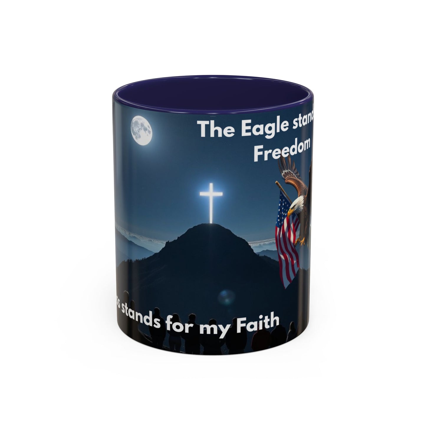Patriotic Faith Coffee Mug — 'The Eagle Stands for Freedom' 11/15oz Accent Mug