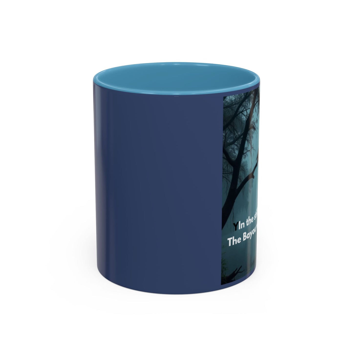 Coffee Mug — Bayou Night Scene with Cross & Quote (In the stillness of the night...)