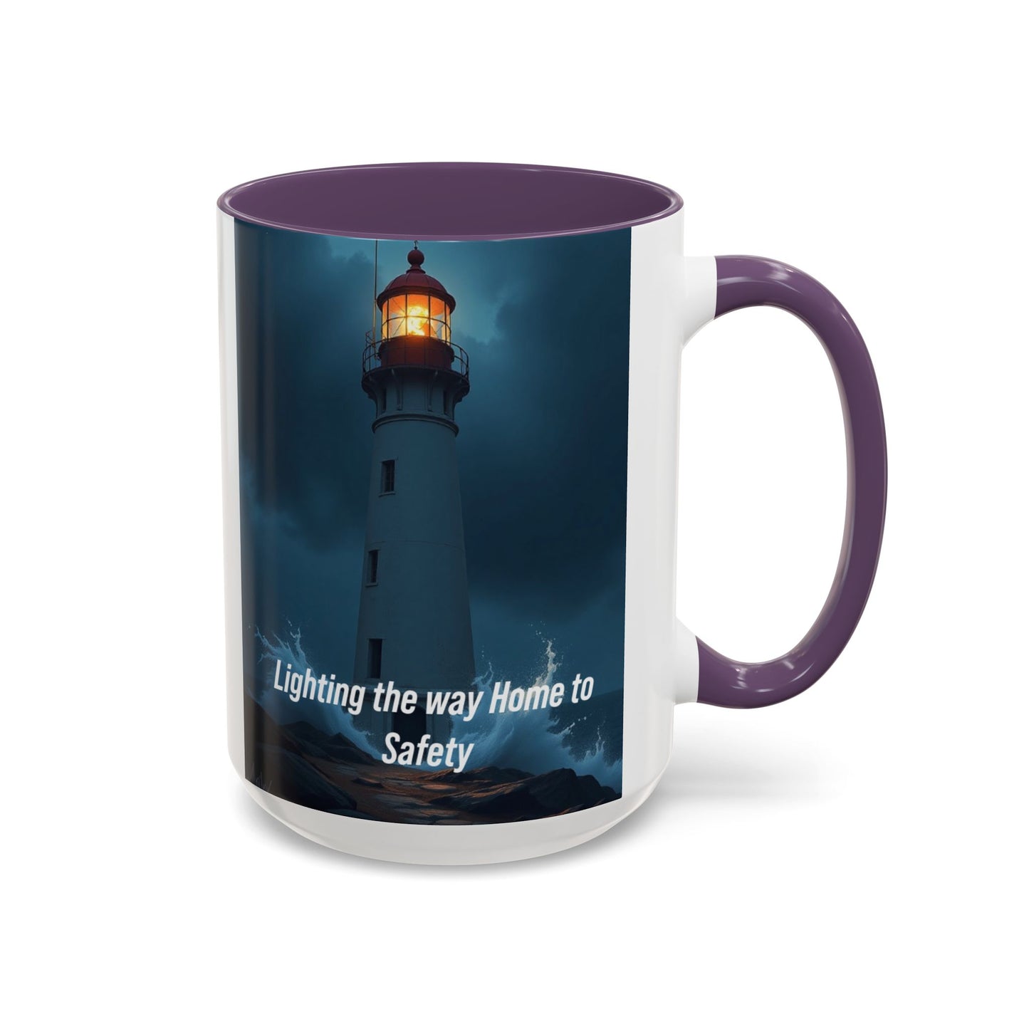 Lighthouse Coffee Mug - "Lighting the Way Home to Safety" Accent Mug