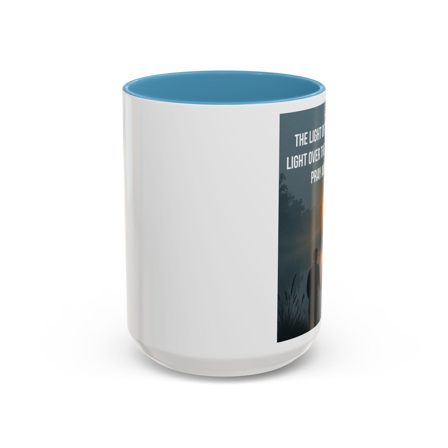 Christian Accent Coffee Mug — “The Light of the Cross” Inspirational Bible Verse Design