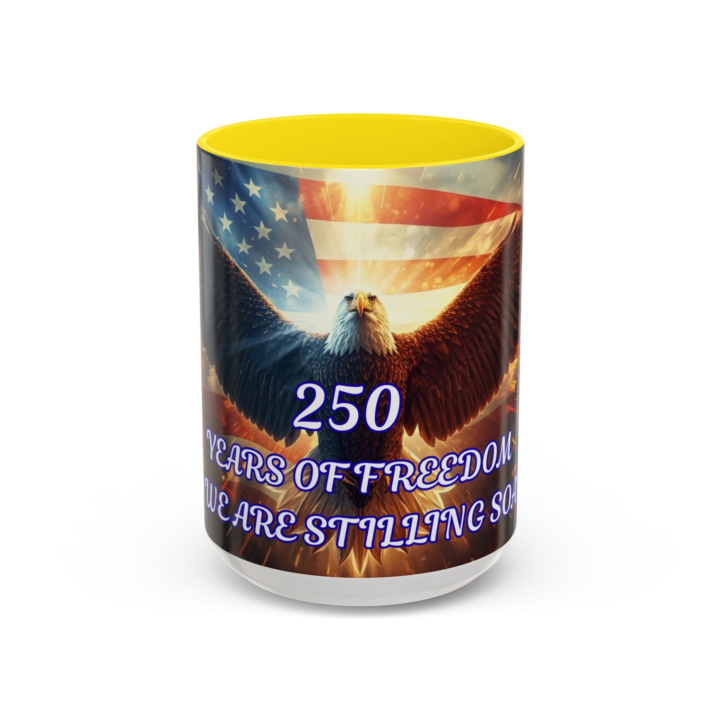 Patriotic Eagle Coffee Mug – "250 Years of Freedom" Accent 11/15oz