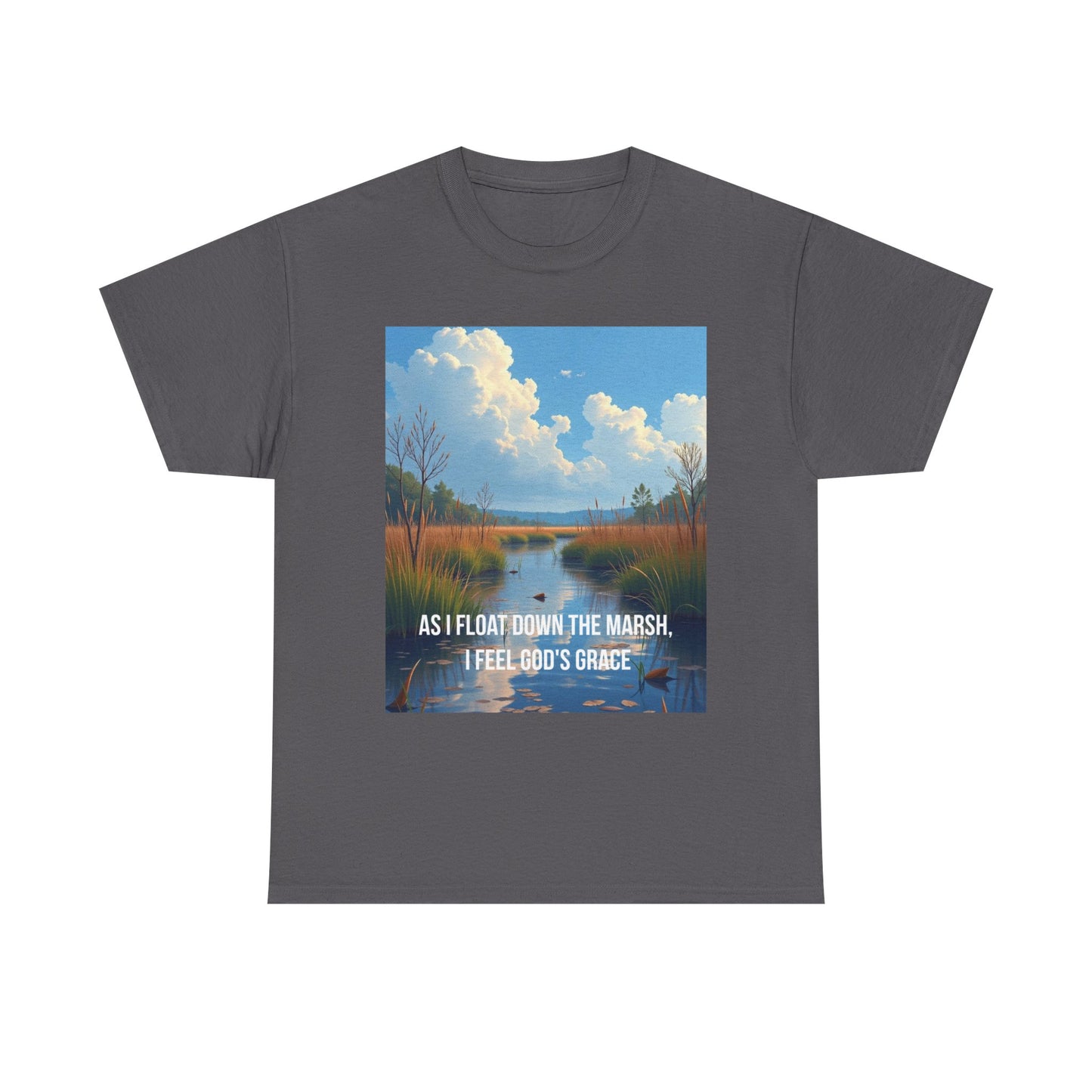 Marsh Landscape Tee — "As I Float Down the Marsh, I Feel God’s Grace"