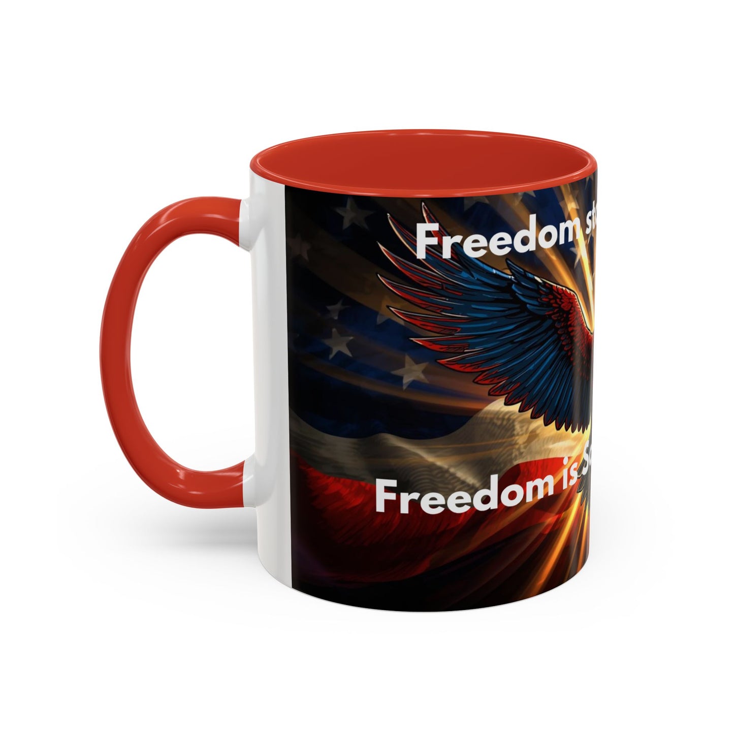 Patriotic Eagle Coffee Mug — "Freedom Stands Strong" Accent 11/15oz