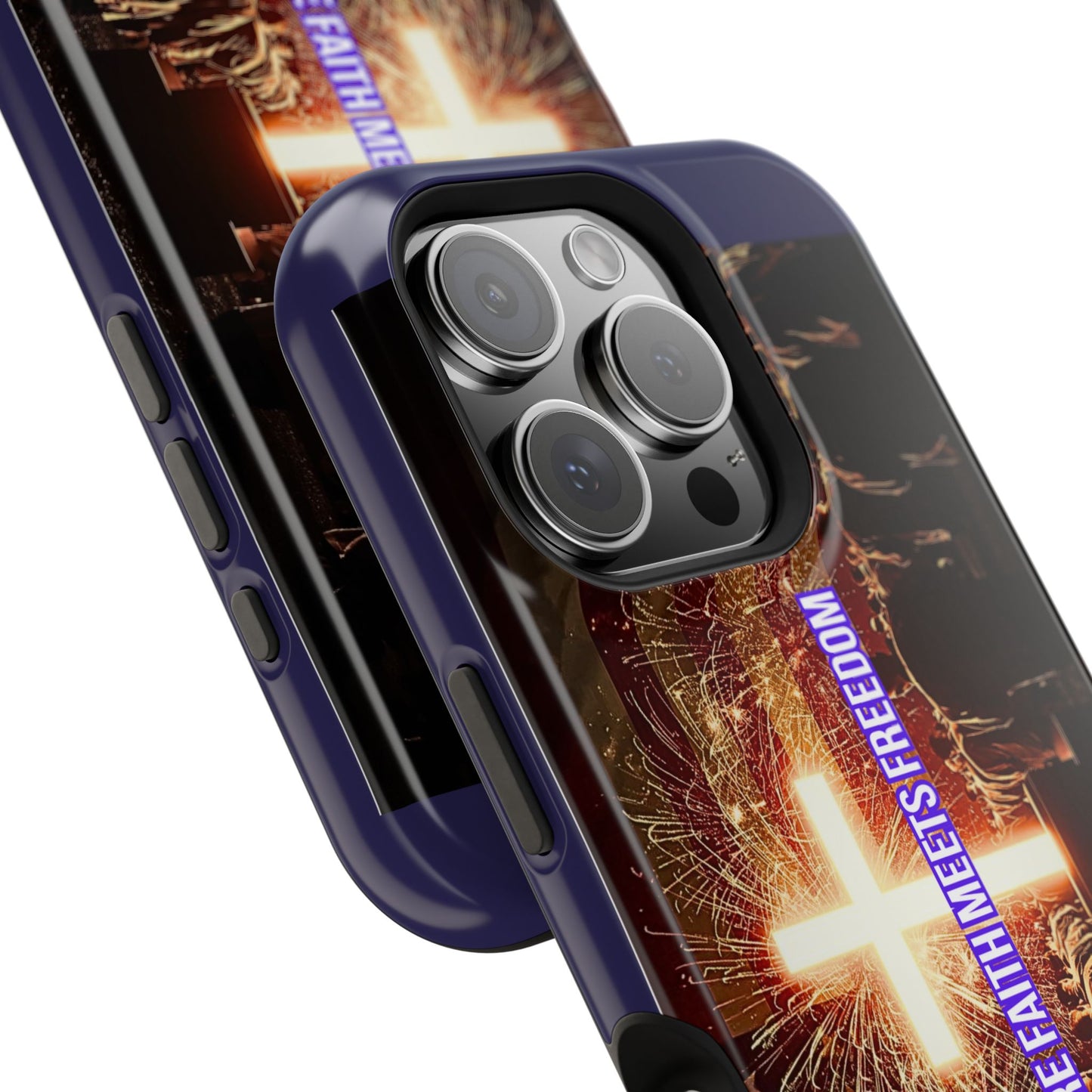 Christian Cross iPhone Case — “Where Faith Meets Freedom” Magnetic Impact-Resistant Phone Case