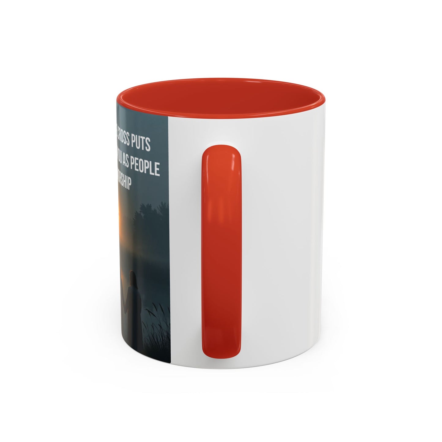 Christian Accent Coffee Mug — “The Light of the Cross” Inspirational Bible Verse Design