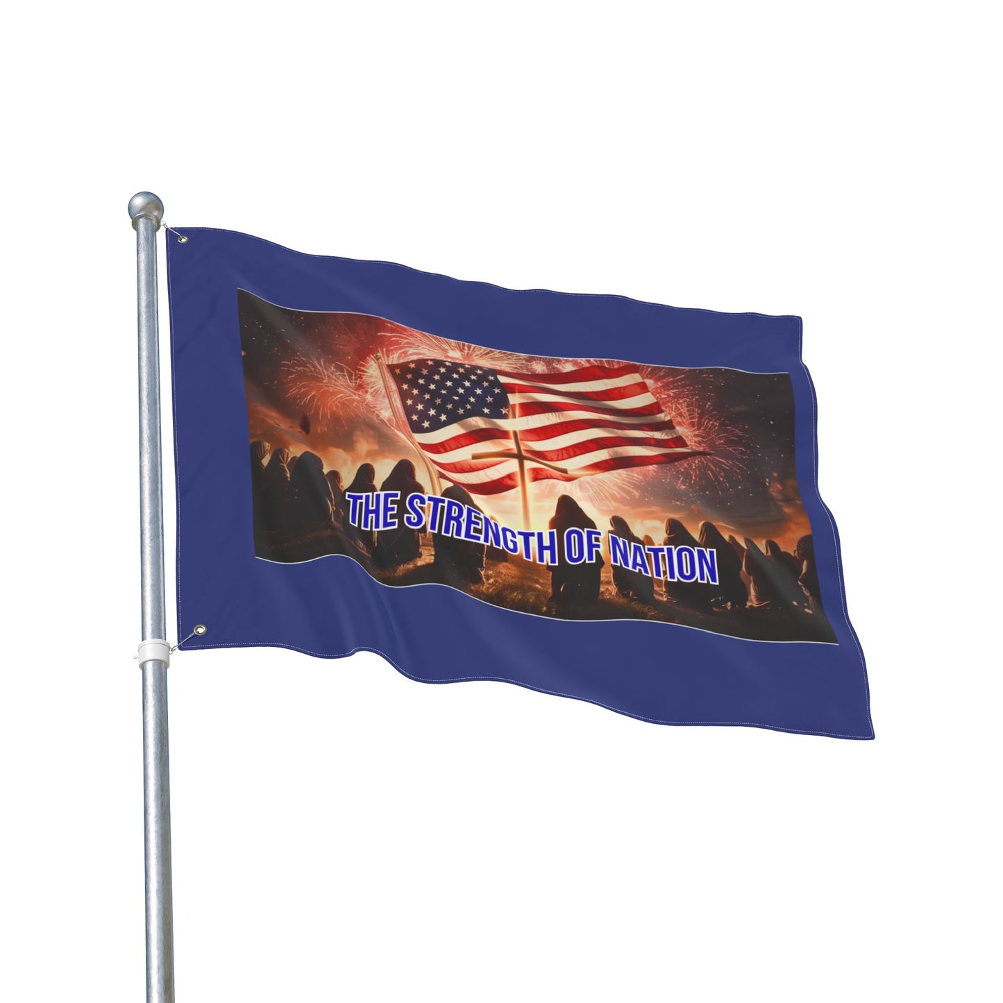 Patriotic Double-Sided Flag - "The Strength of the Nation" Fireworks Memorial Display