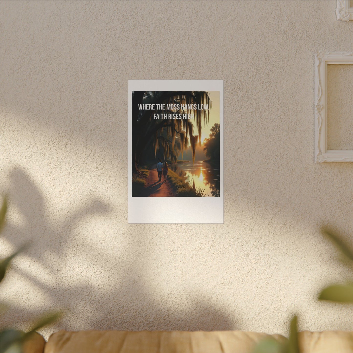 Canvas Wall Art - "Faith Rises High" Romantic Sunset Couple by River