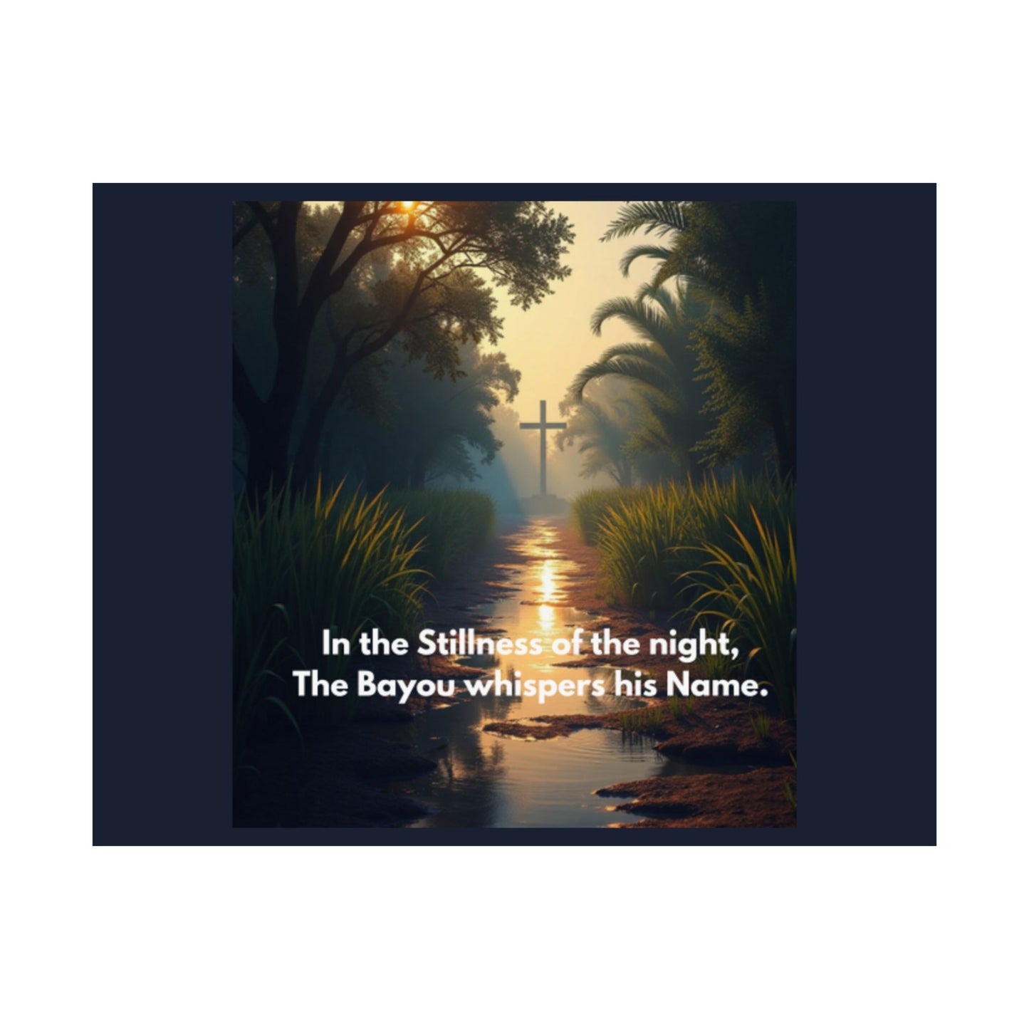 Bayou Quiet Satin Poster — "In the Stillness of the Night, The Bayou Whispers His Name"