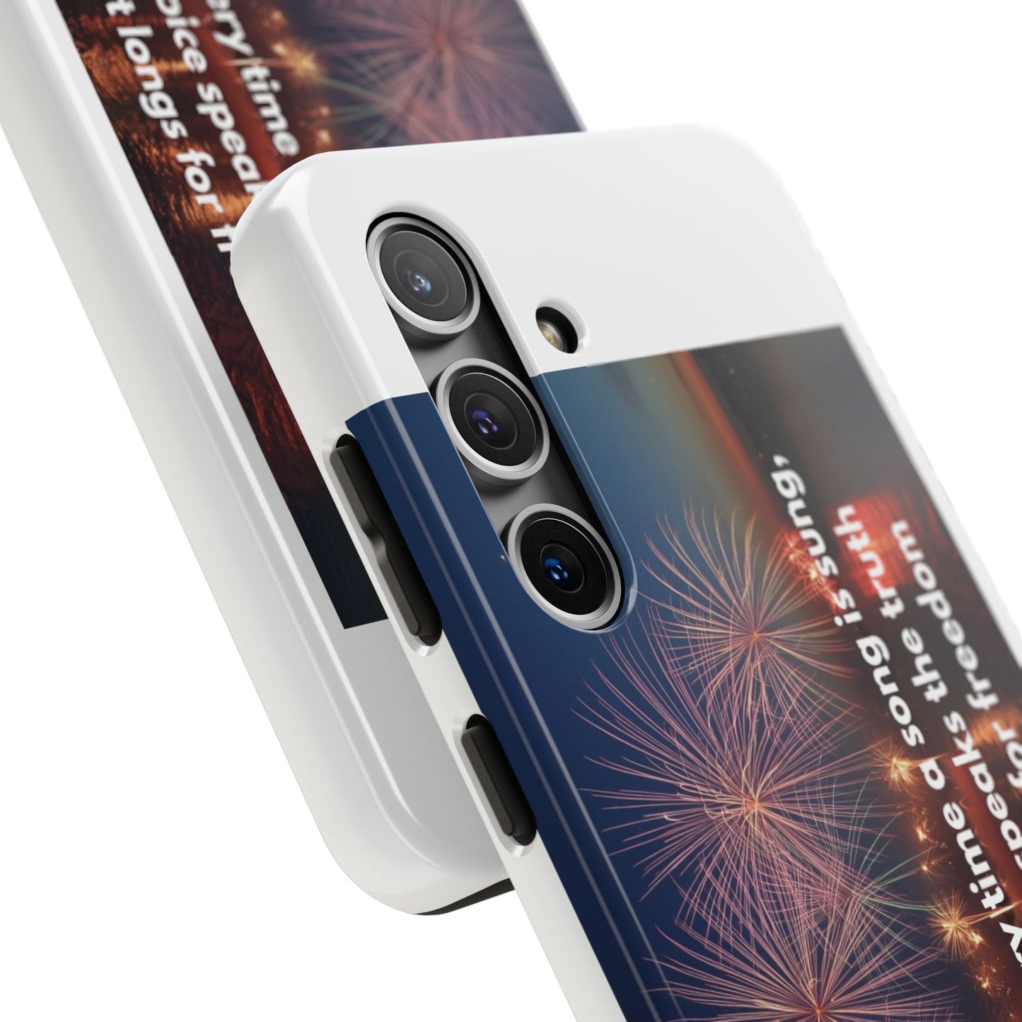 Patriotic Fireworks Tough Phone Case — "Freedom" Quote Protective Cover