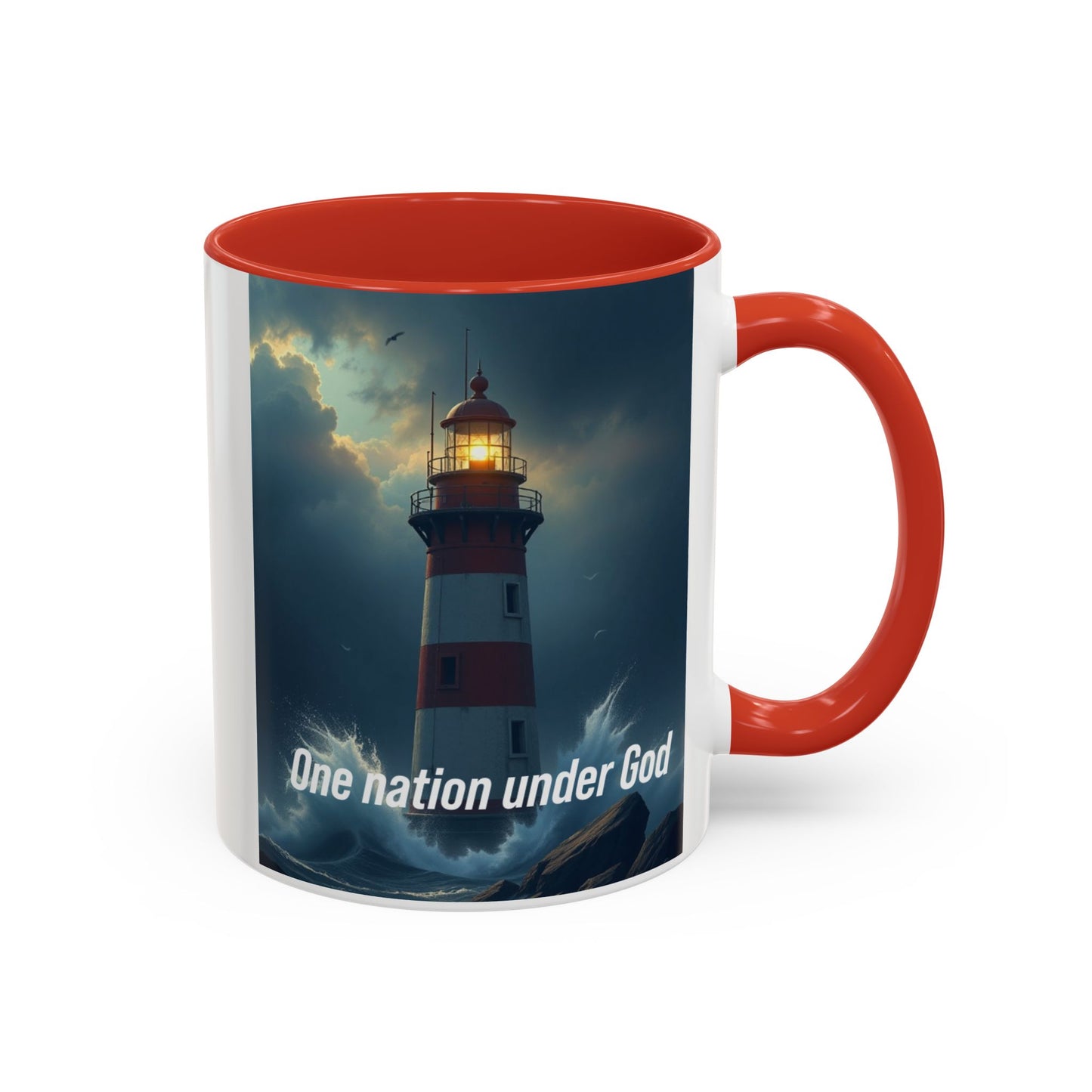 Lighthouse Coffee Mug — "One Nation Under God" Inspirational Accent Mug