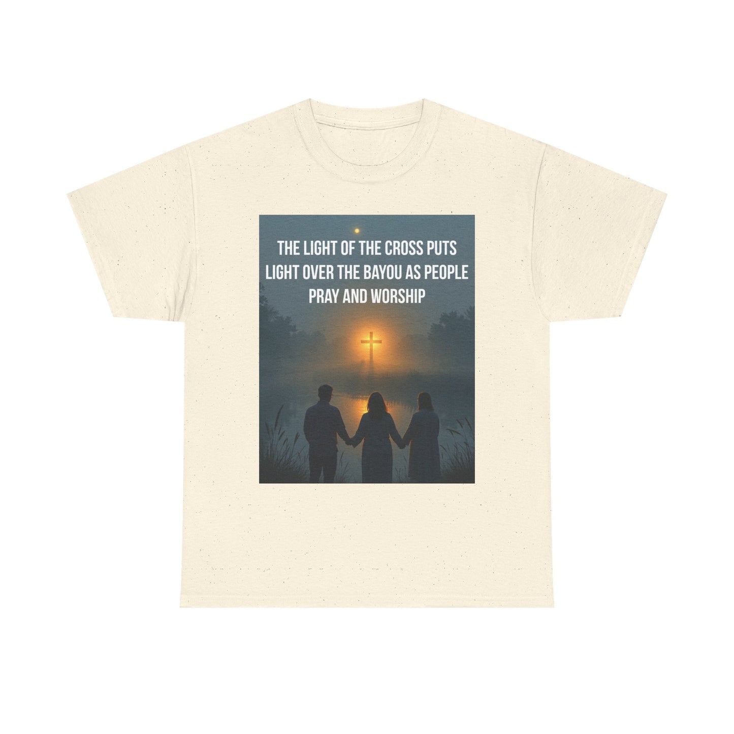 Christian Bayou Cross Tee — "The Light of the Cross Puts Light Over the Bayou" Faith T‑Shirt