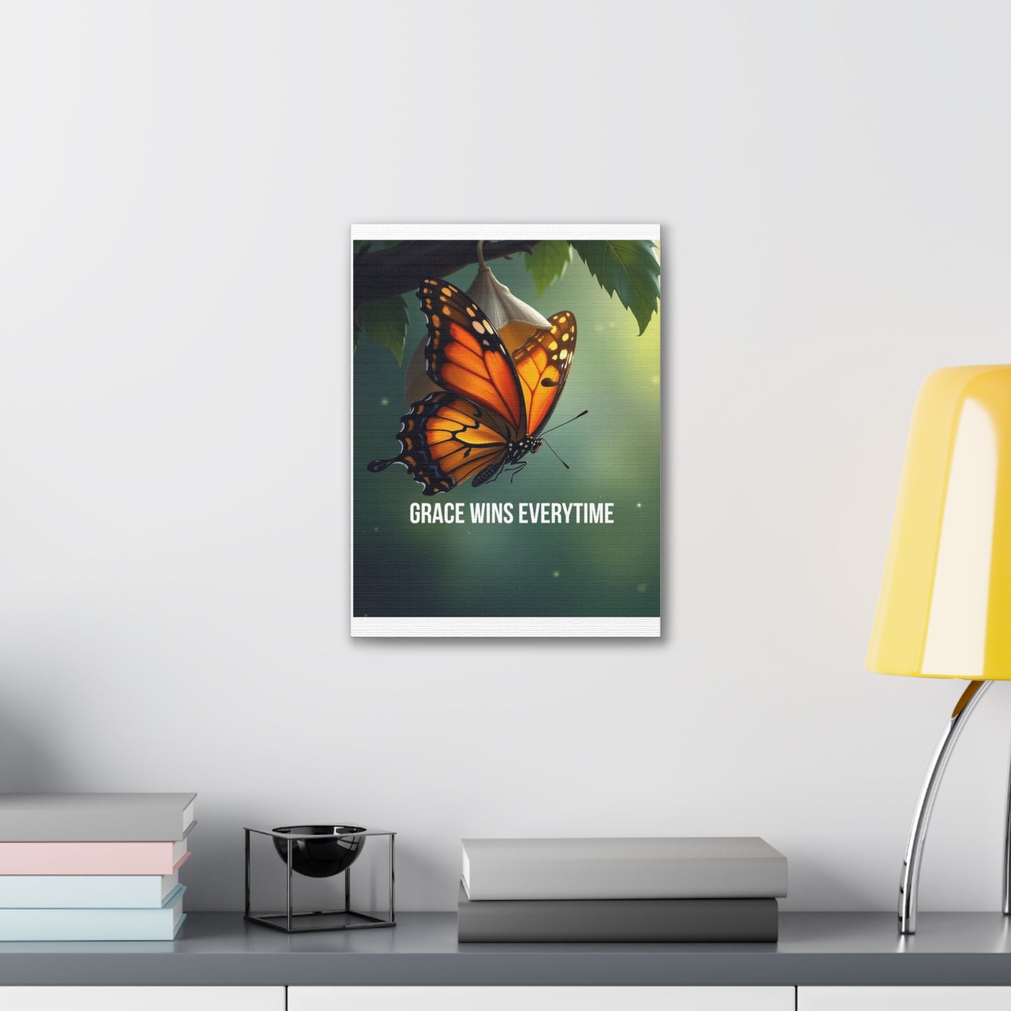 Canvas Print - 'Grace Wins Everytime' Monarch Butterfly Wall Art