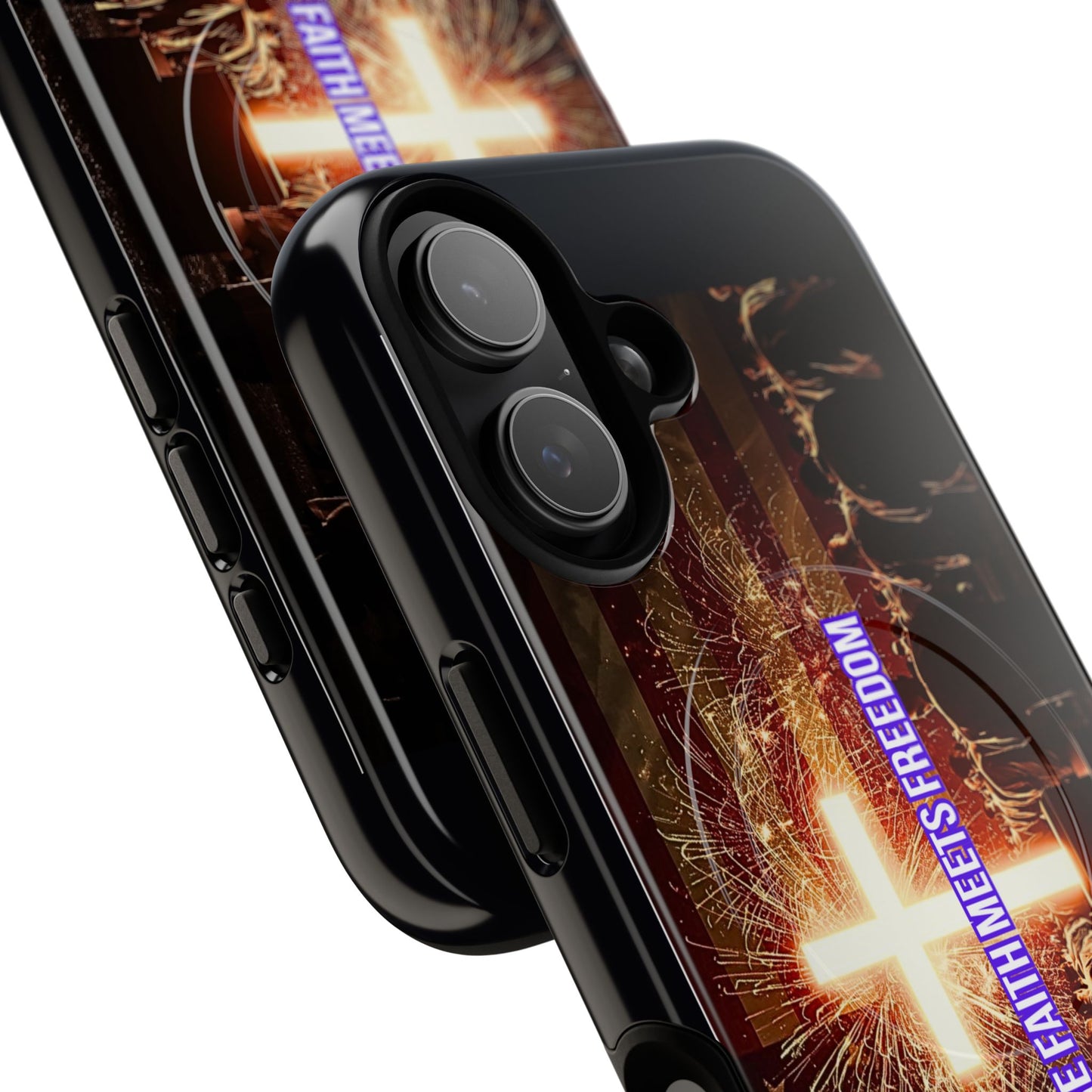 Christian Cross Phone Case - "Where Faith Meets Freedom" Tough Magnetic Case