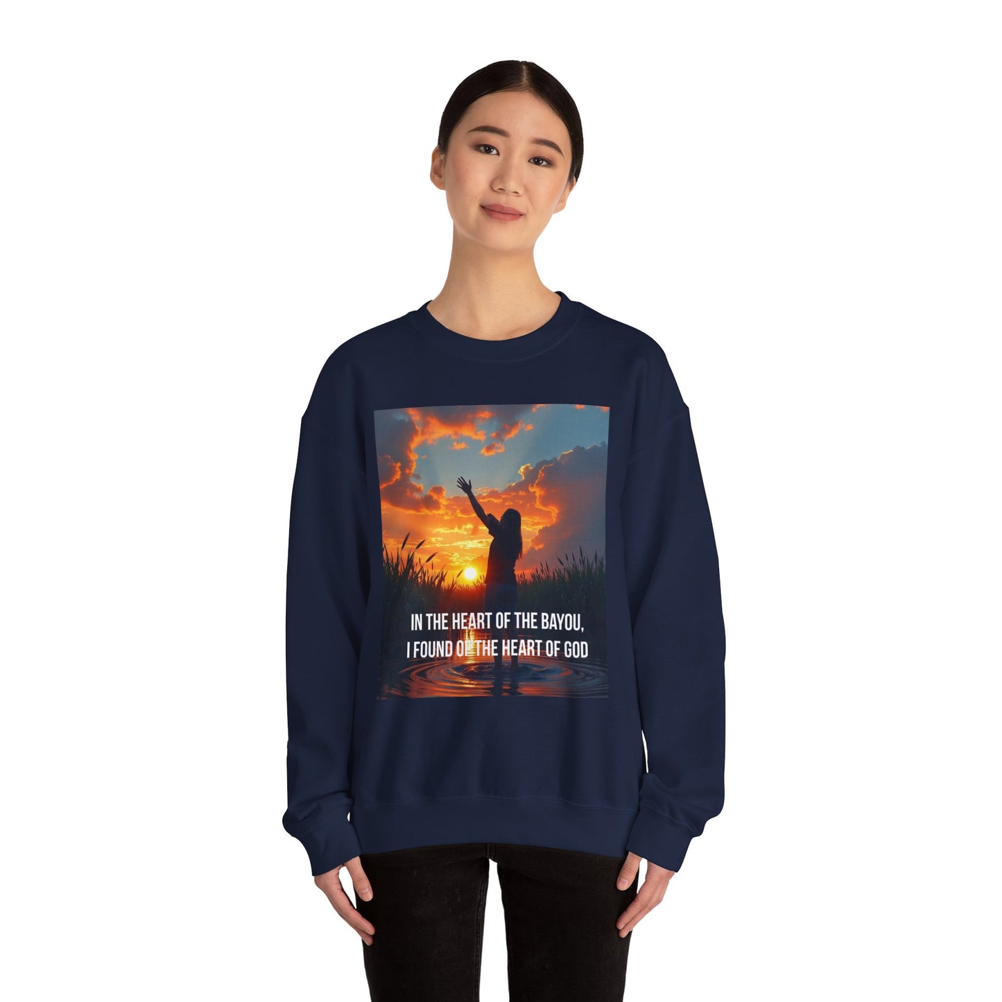 Christian Crewneck Sweatshirt — "In the Heart of the Bayou, I Found the Heart of God"