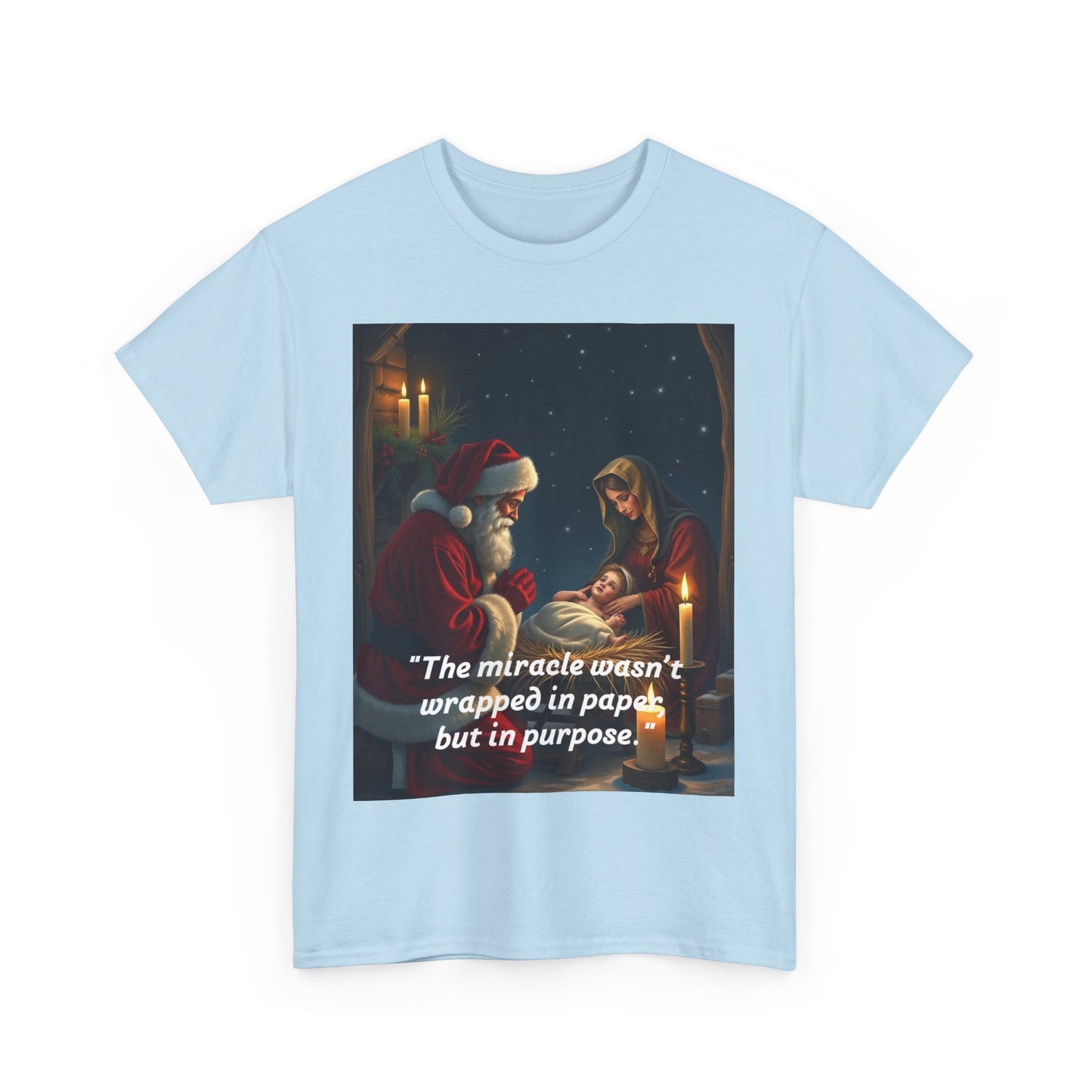 Christmas Inspirational Tee, Unisex Heavy Cotton Tee, Santa Shirt, Holiday Gift, Family Gathering, Faith-Based Apparel
