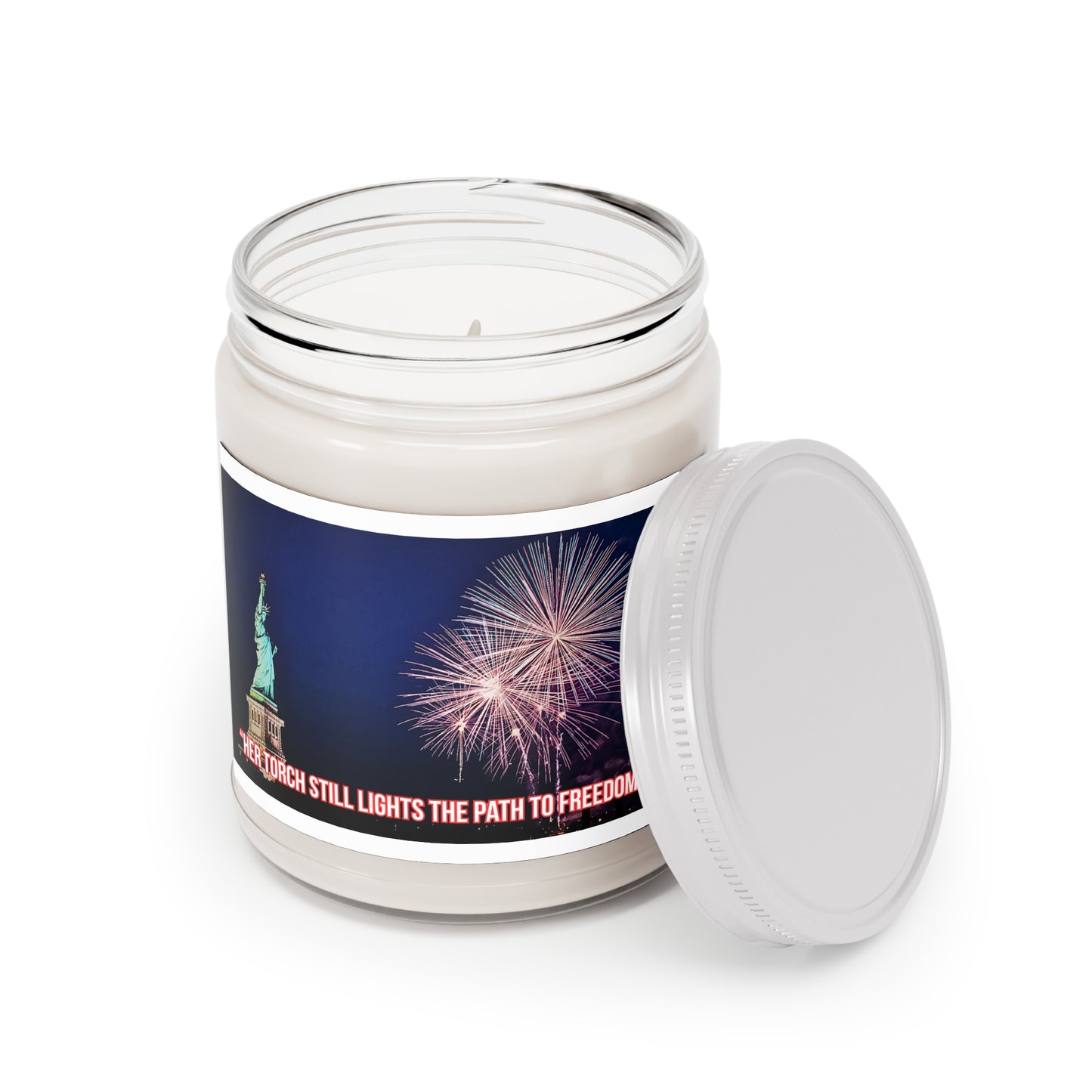 Liberty Fireworks Soy Candle — "Her Torch Still Lights the Path to Freedom" (9oz)