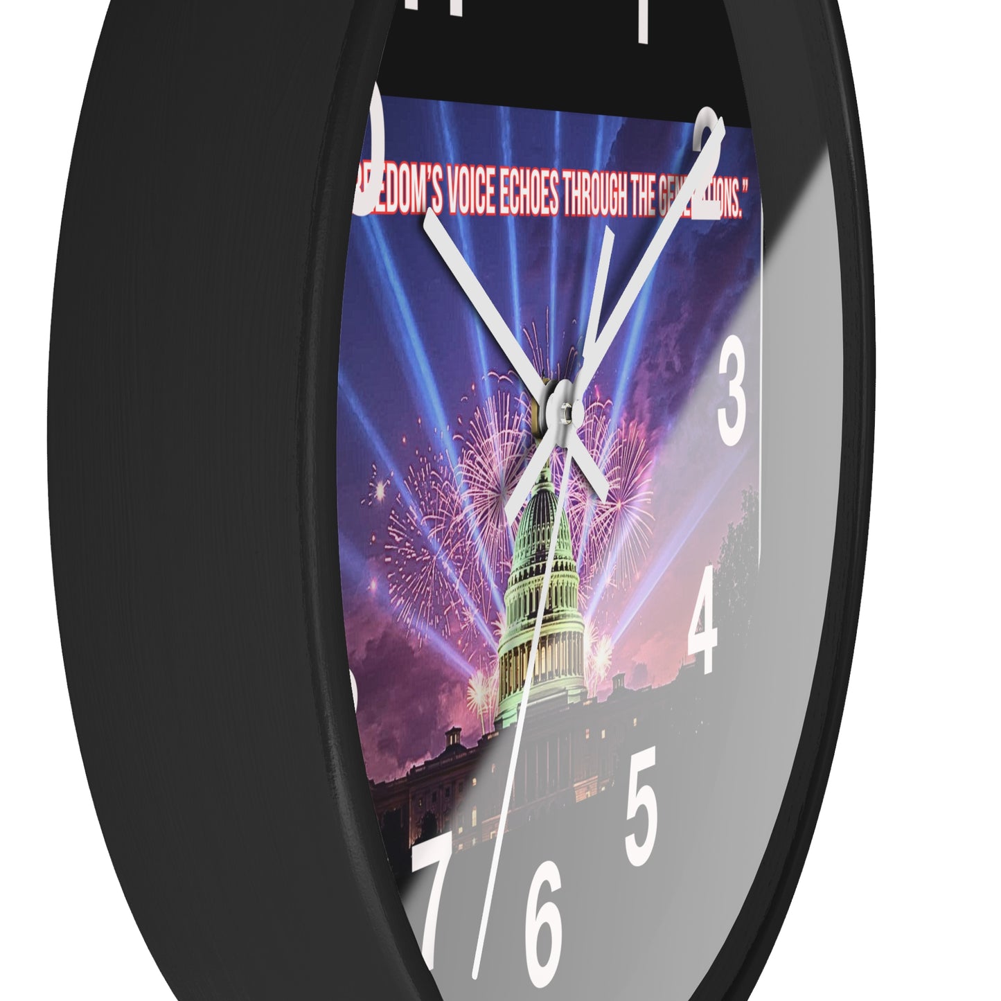Capitol Fireworks Wall Clock — Patriotic Washington D.C. Clock with Quote