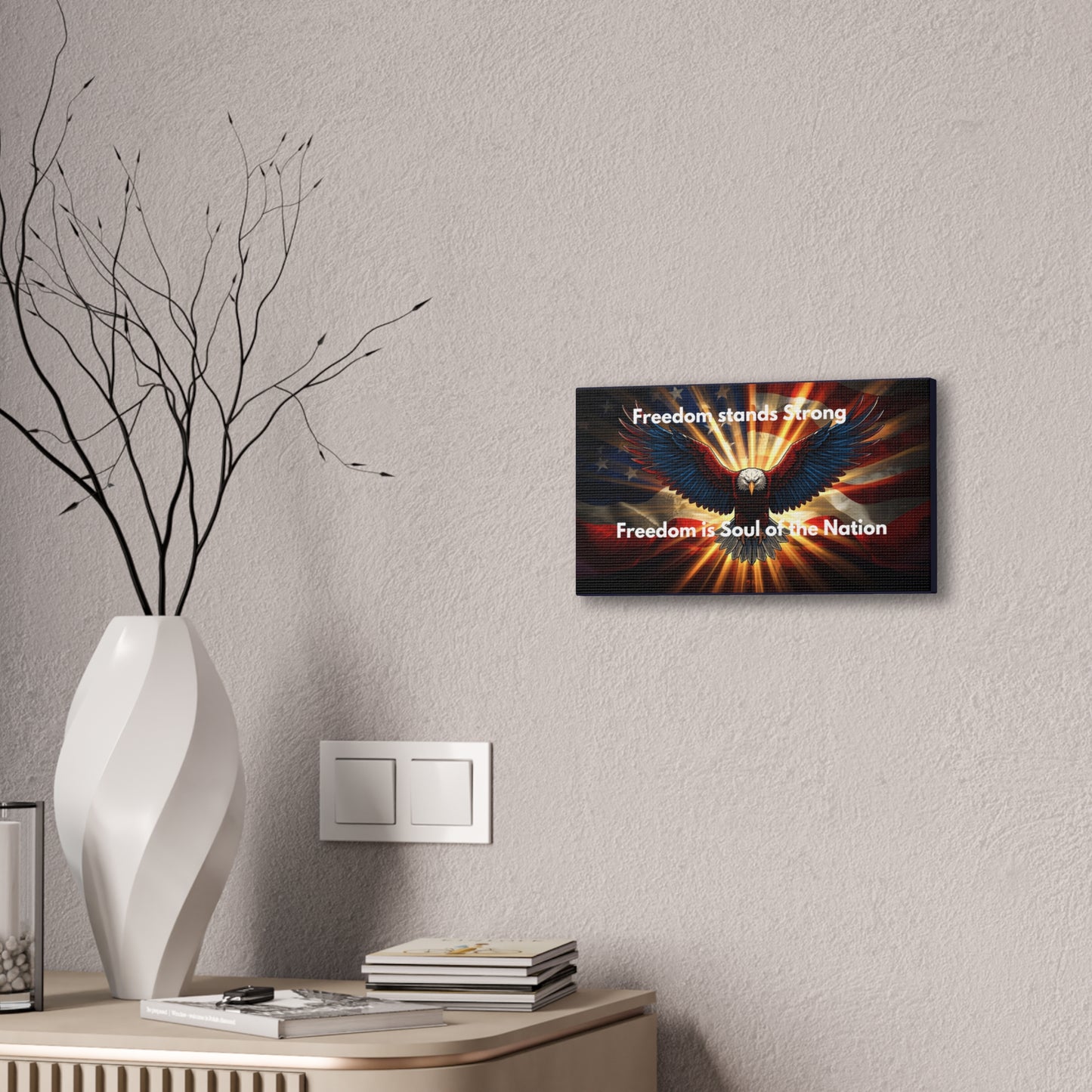 Patriotic Eagle Canvas Print – “Freedom Stands Strong” Wall Art
