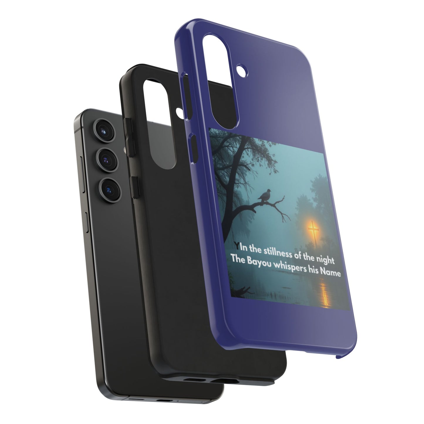 Tough Phone Case — 'In the stillness of the night the Bayou whispers his Name' Moody Bayou Cross Design