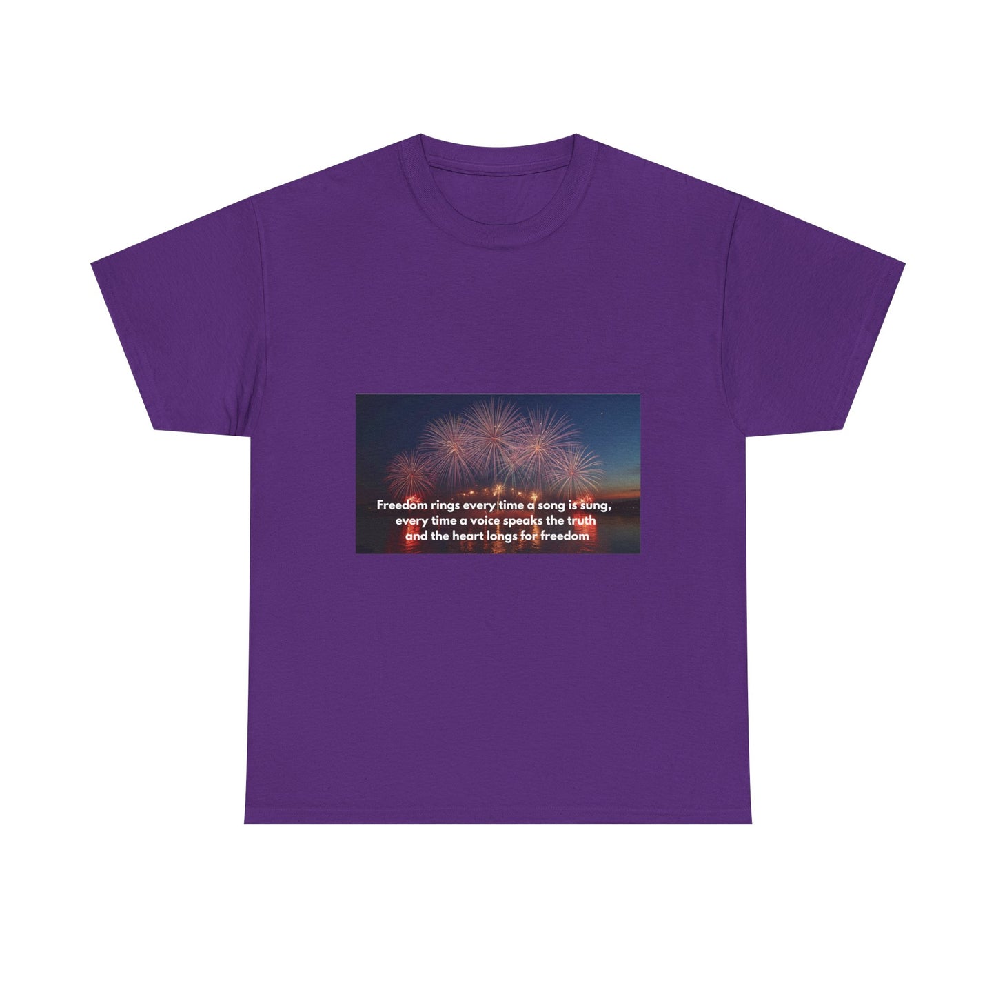 T-Shirt — Patriotic Fireworks Tee with 'Freedom Rings' Quote