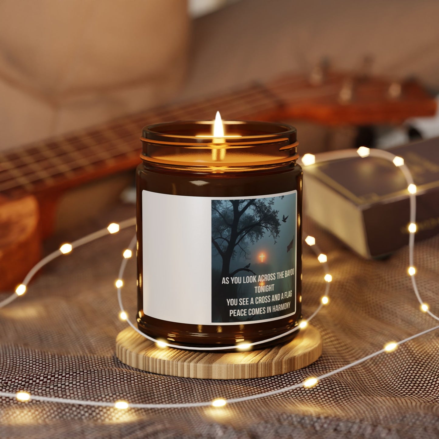 Soy Candle Amber Jar — Serenity Scent with Inspirational Quote