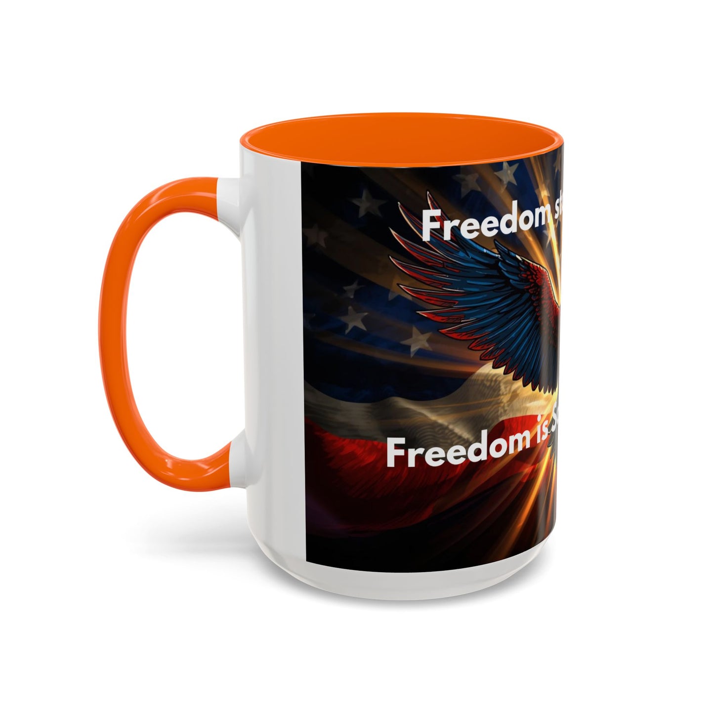Patriotic Eagle Coffee Mug — "Freedom Stands Strong" Accent 11/15oz