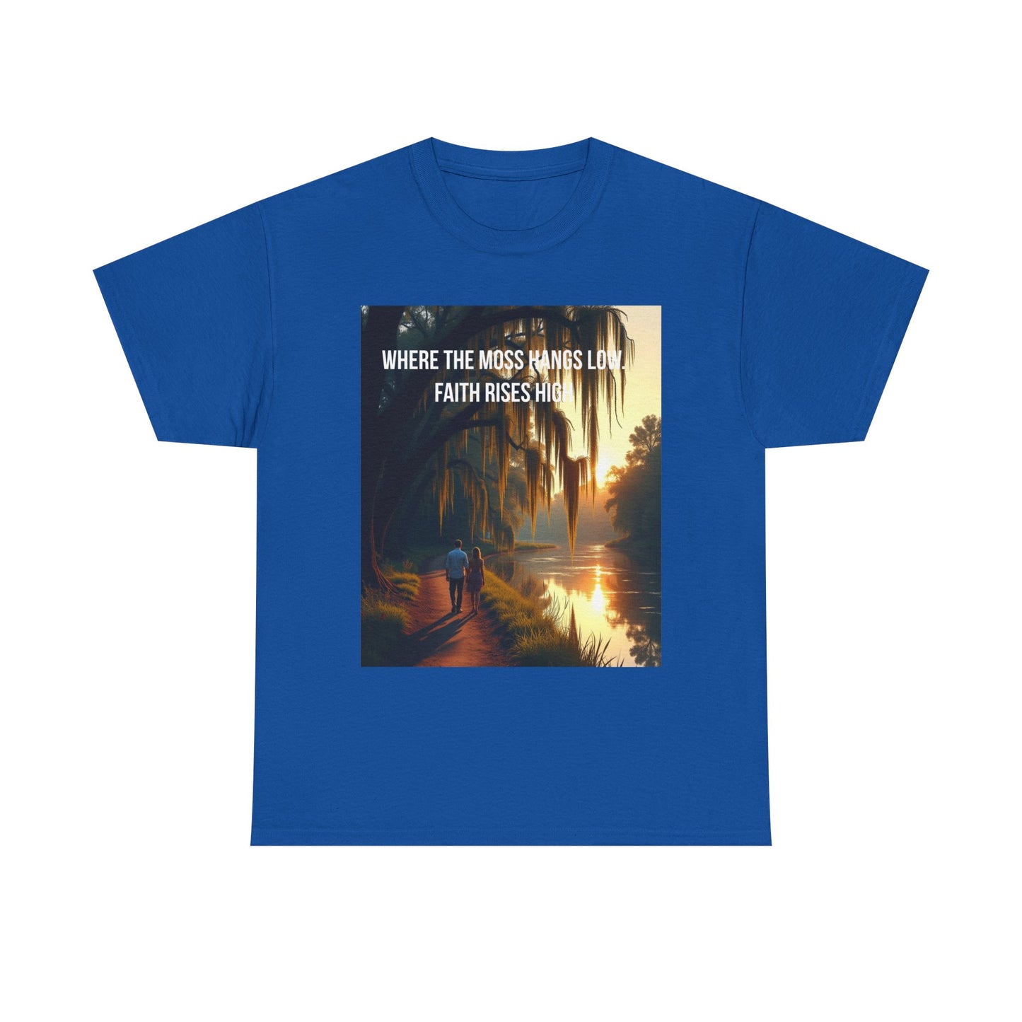 Faith Rising Tee — "Where the Moss Hangs Low, Faith Rises High" Sunset Bay Graphic T-Shirt