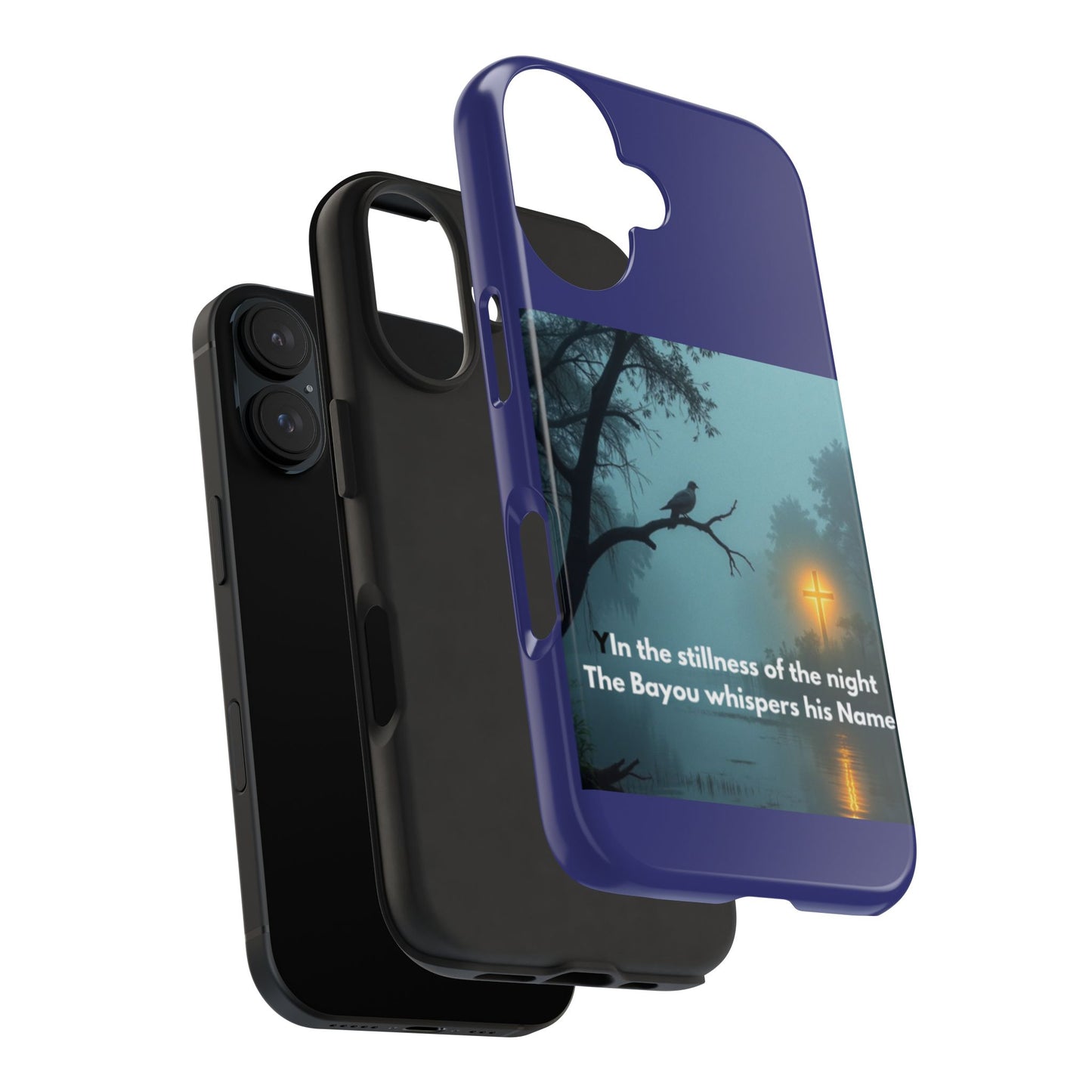 Tough Phone Case — 'In the stillness of the night the Bayou whispers his Name' Moody Bayou Cross Design