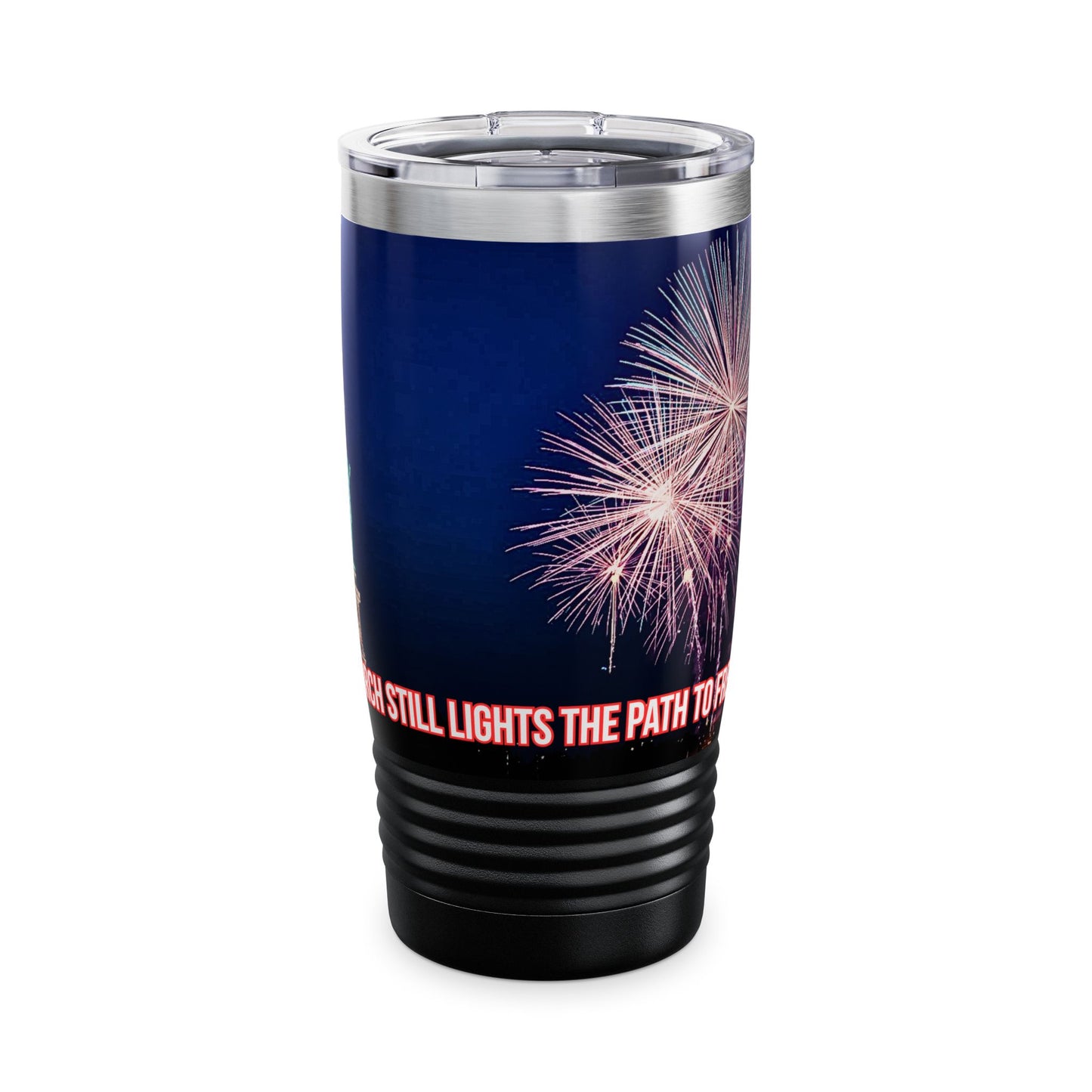 Statue of Liberty Fireworks 20oz Tumbler — "Her Torch Still Lights the Path"