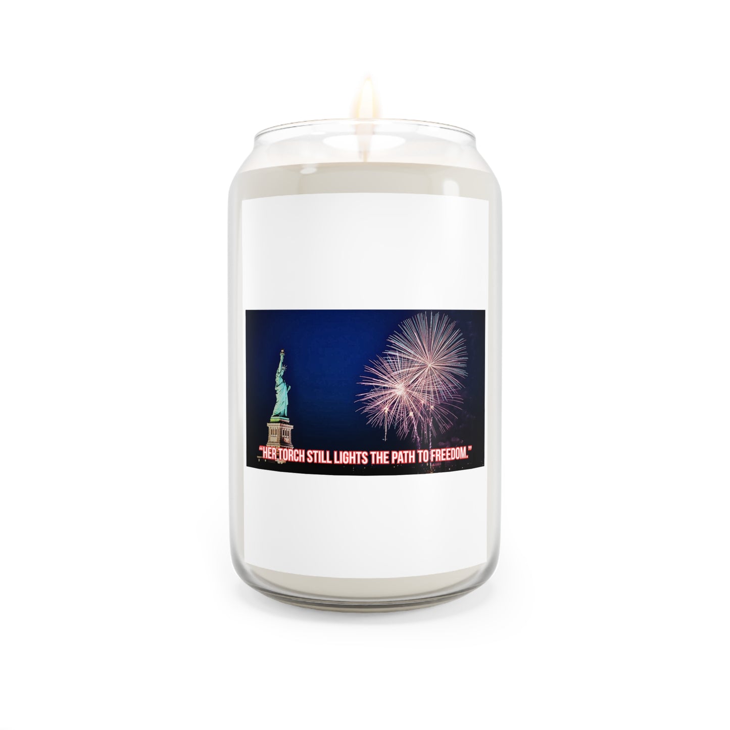 Liberty Fireworks Soy Candle — 13.75oz Scented Candle with Statue of Liberty Design